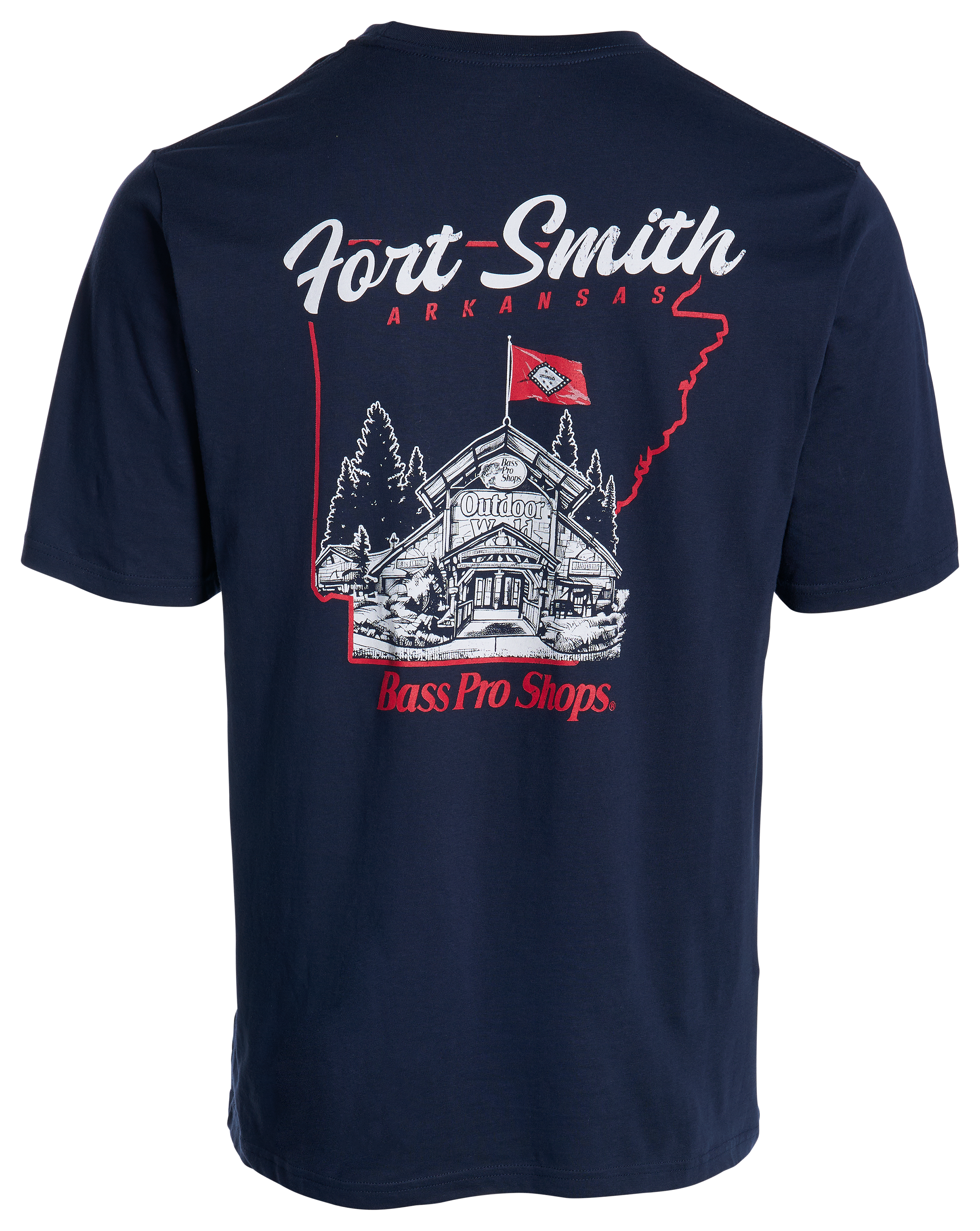 Image of Bass Pro Shops Fort Smith AR Storefront Short-Sleeve T-Shirt - Navy