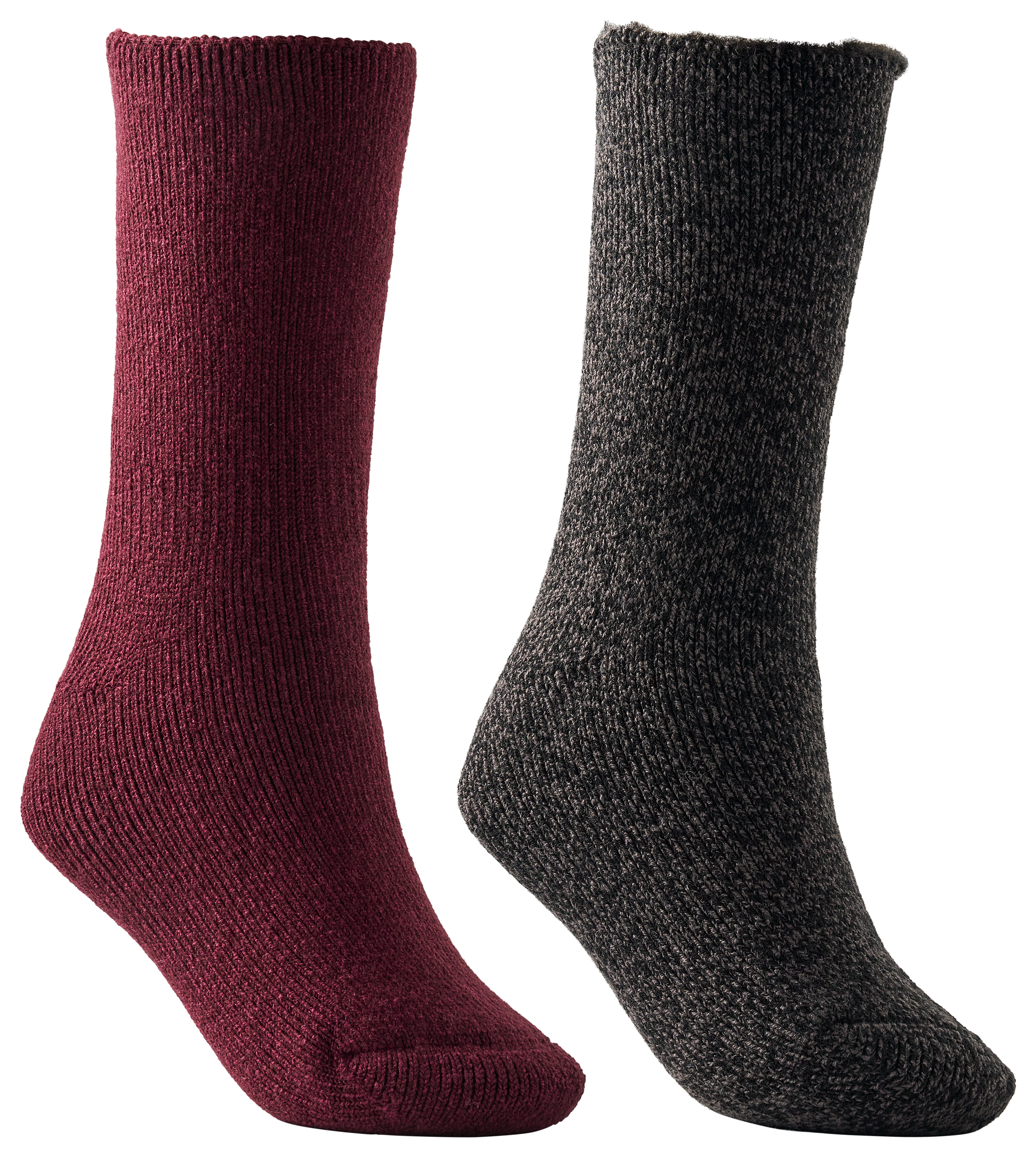 Image of Natural Reflections Heavyweight Thermal Crew Socks 2-Pair Pack - Tulipwood Windsor Wine/Black