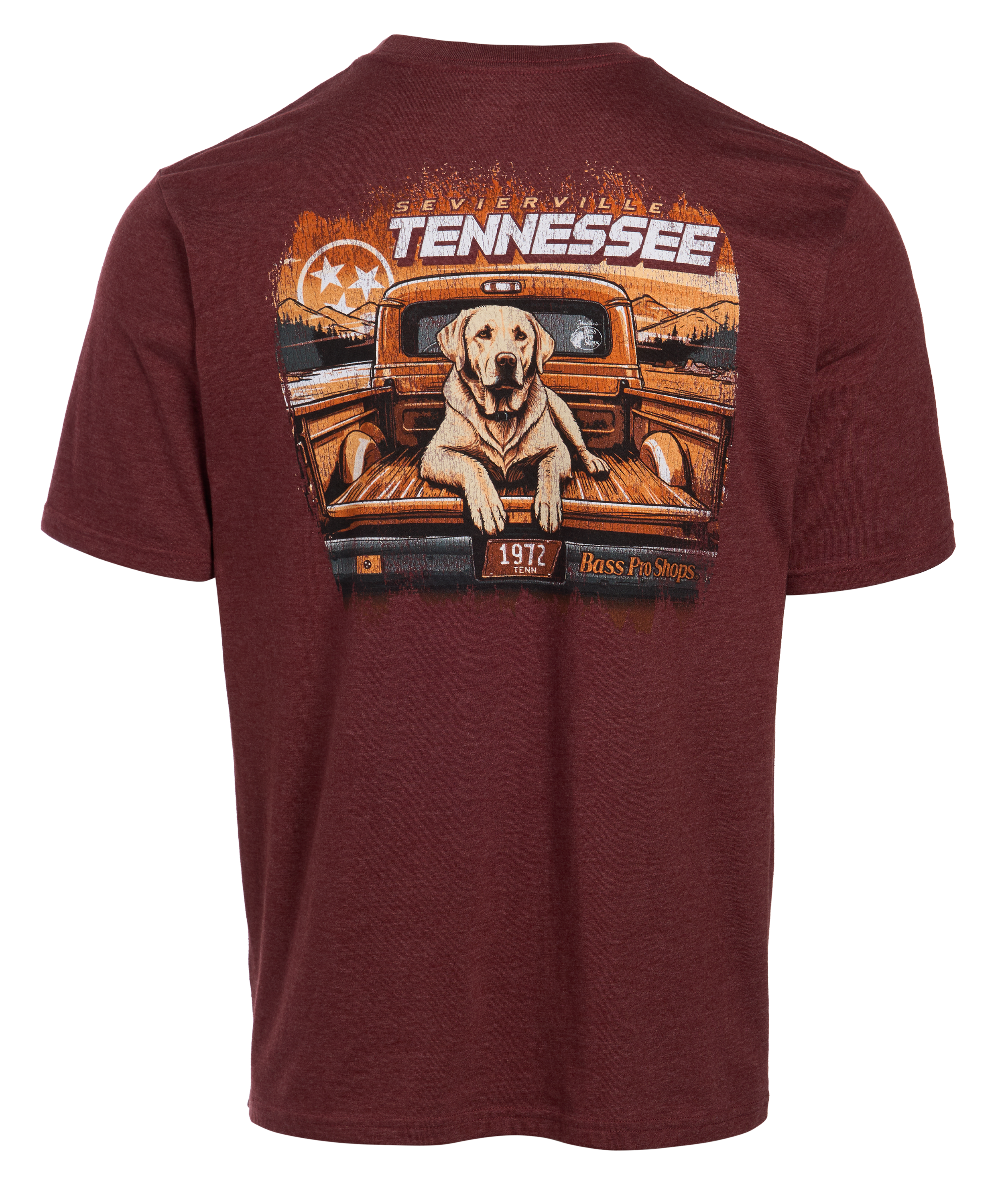 Image of Bass Pro Shops Sevierville Lab Truck Bed Short-Sleeve Shirt - Maroon Heather
