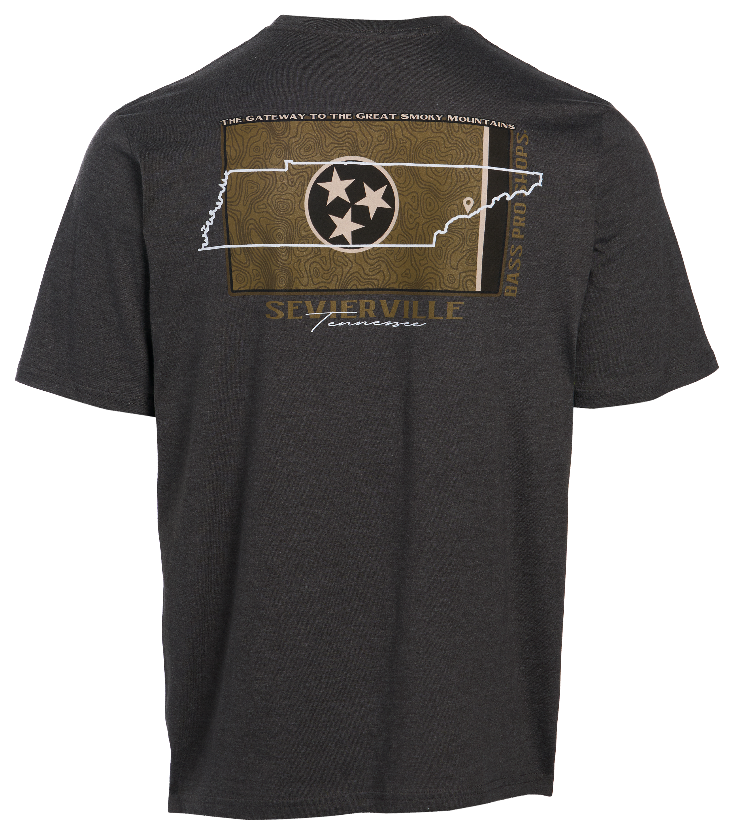 Image of Bass Pro Shops Sevierville Topo State Short-Sleeve T-Shirt - Charcoal Heather