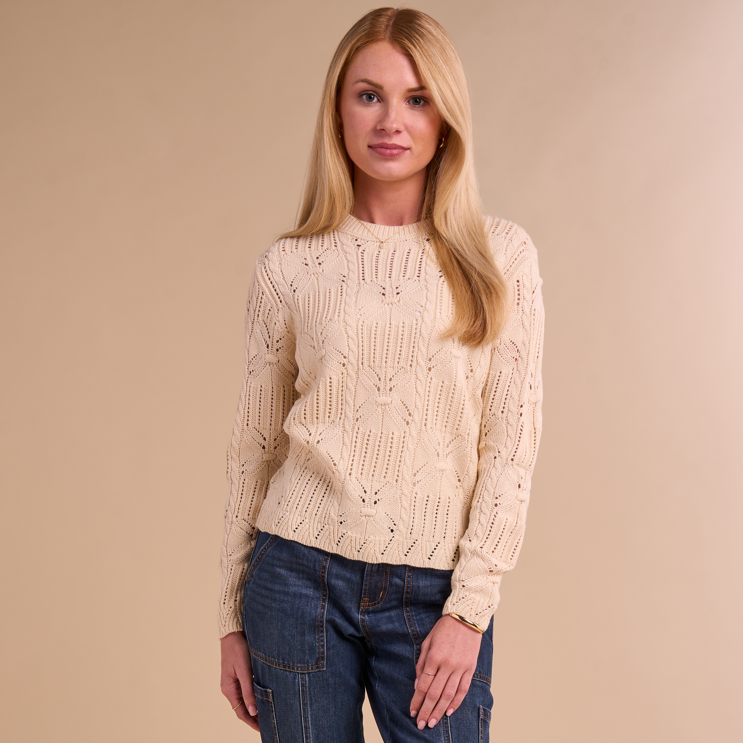 Natural Reflections Cable Stitch Pullover - Macadamia