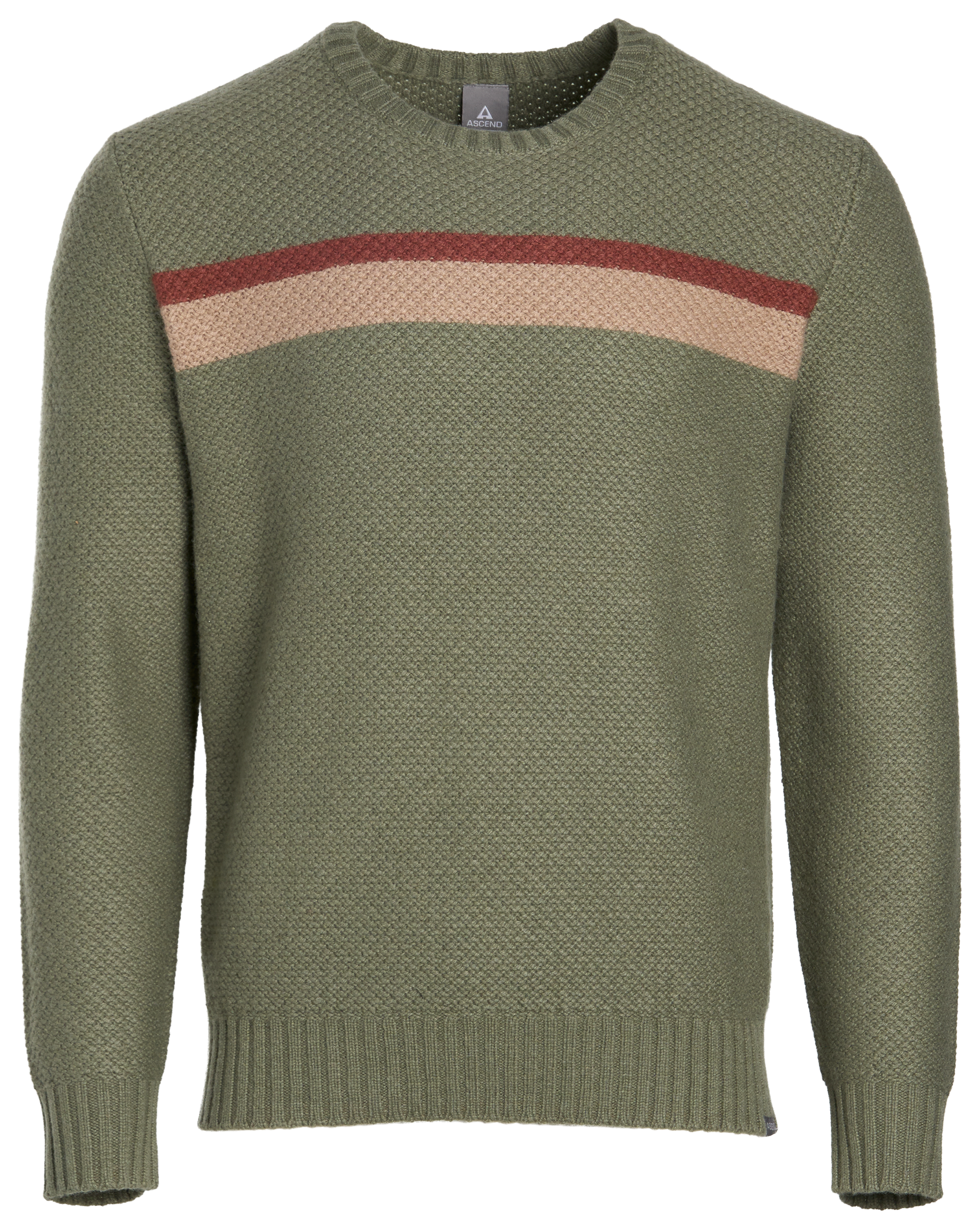 Image of Ascend Wool Blend Colorblock Striped Crewneck Sweater - Four Leaf Clover