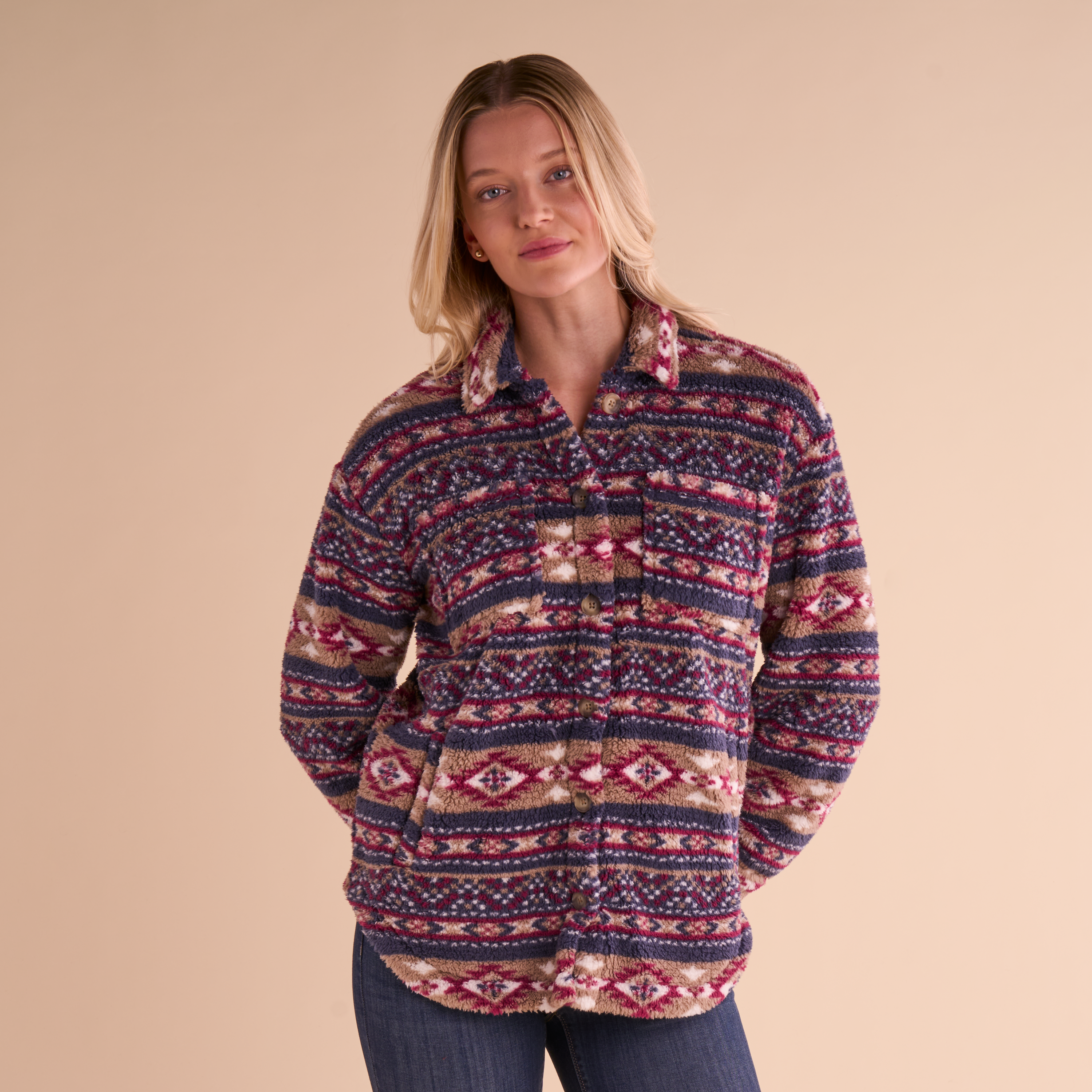 Natural Reflections Natural Reflections Sherpa Shirt Jacket - Aztec Print - $39.99 at Bass Pro Shops