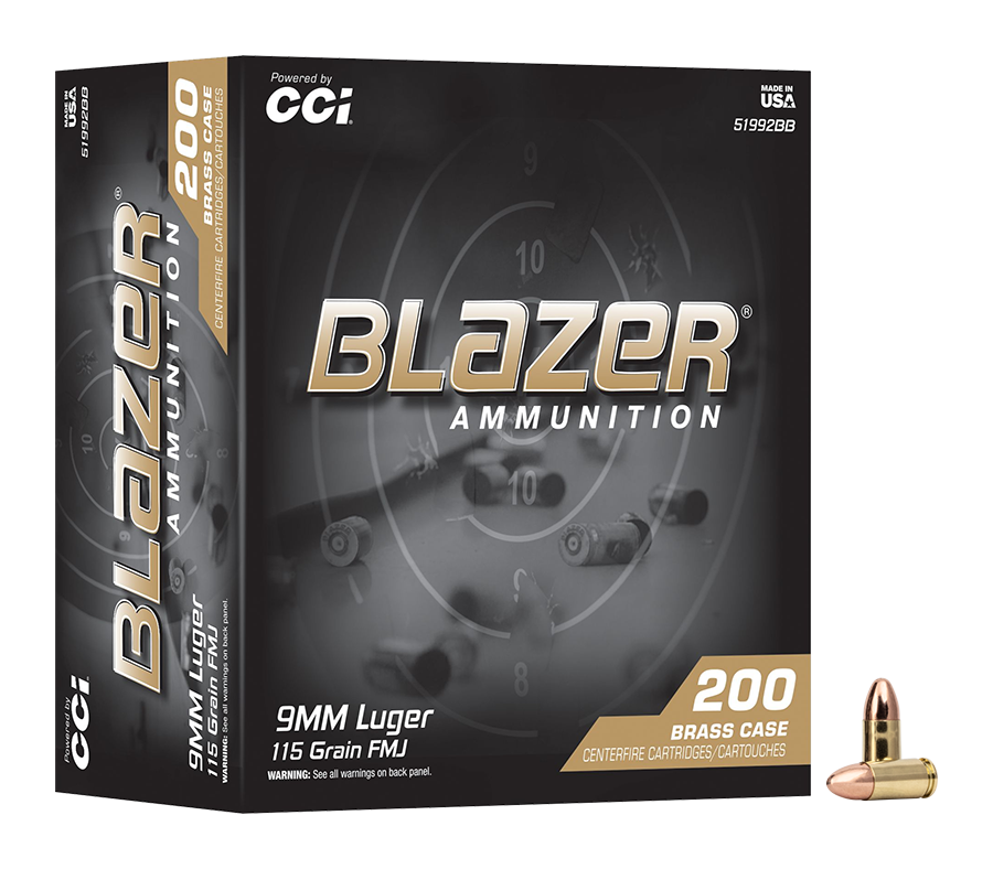 CCI CCI Blazer Brass 9mm Luger 115 Grain Handgun Ammo - 200 Rounds - $56.99 at Bass Pro Shops