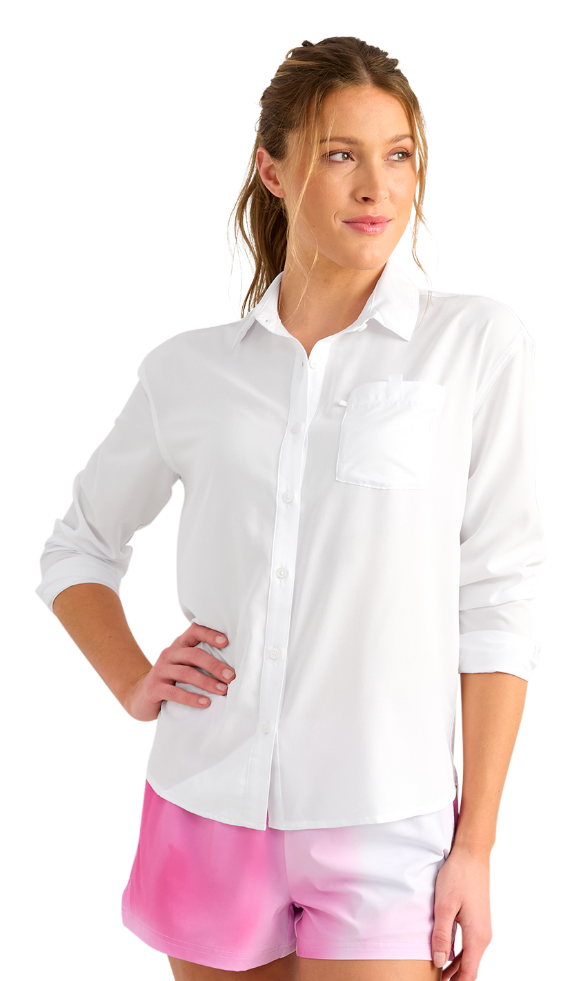 Image of Huk Tide Point Oversized Long-Sleeve Shirt - White