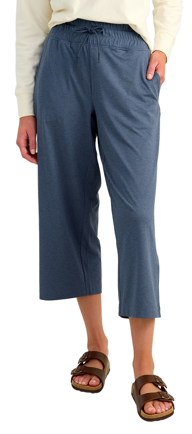 Huk Bayside Wide-Leg Ankle Crop Pants - Vintage Indigo Heather