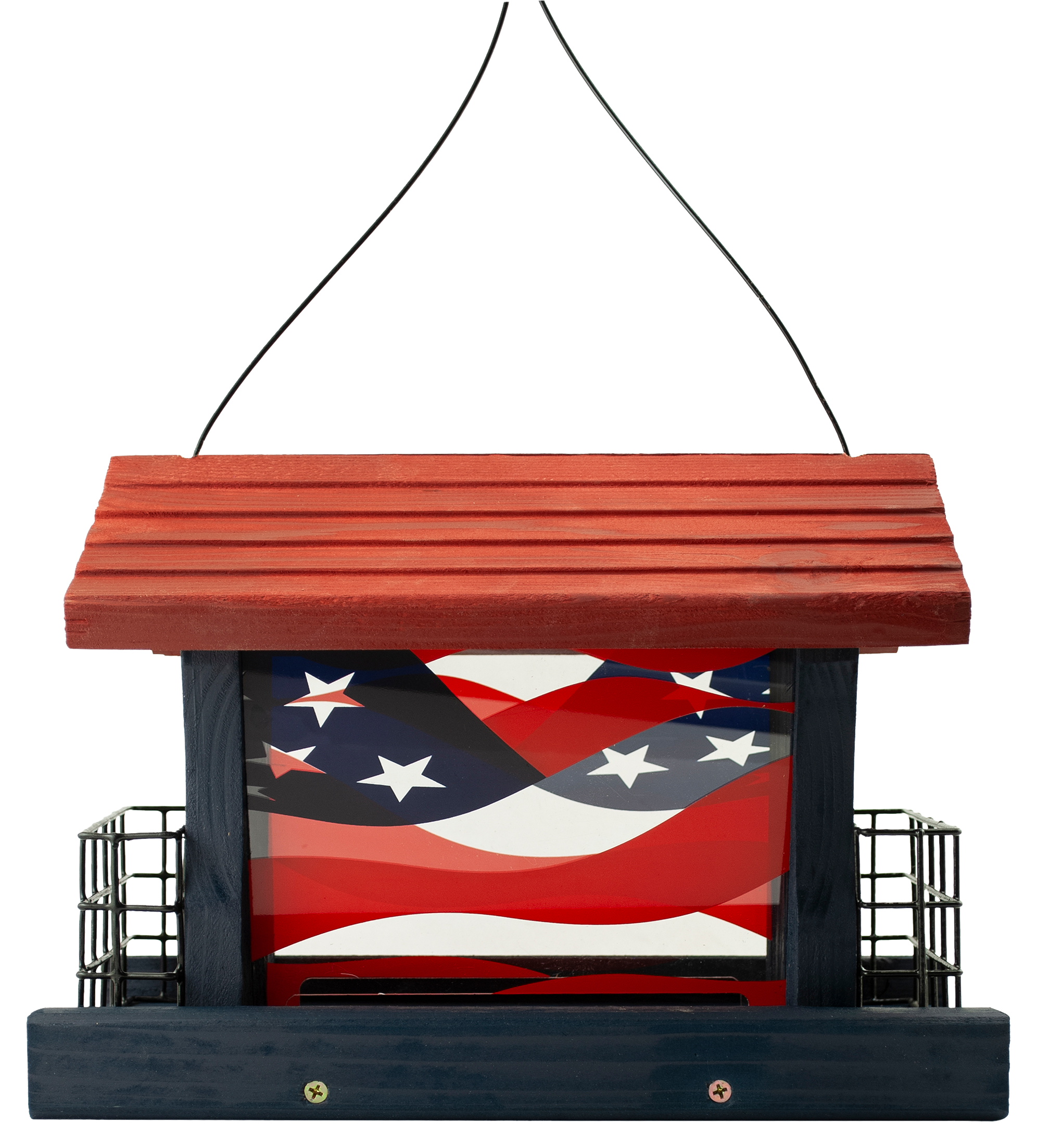 Woodlink Patriotic Cedar Ranch Bird Feeder with Suet Cages - Red/Blue