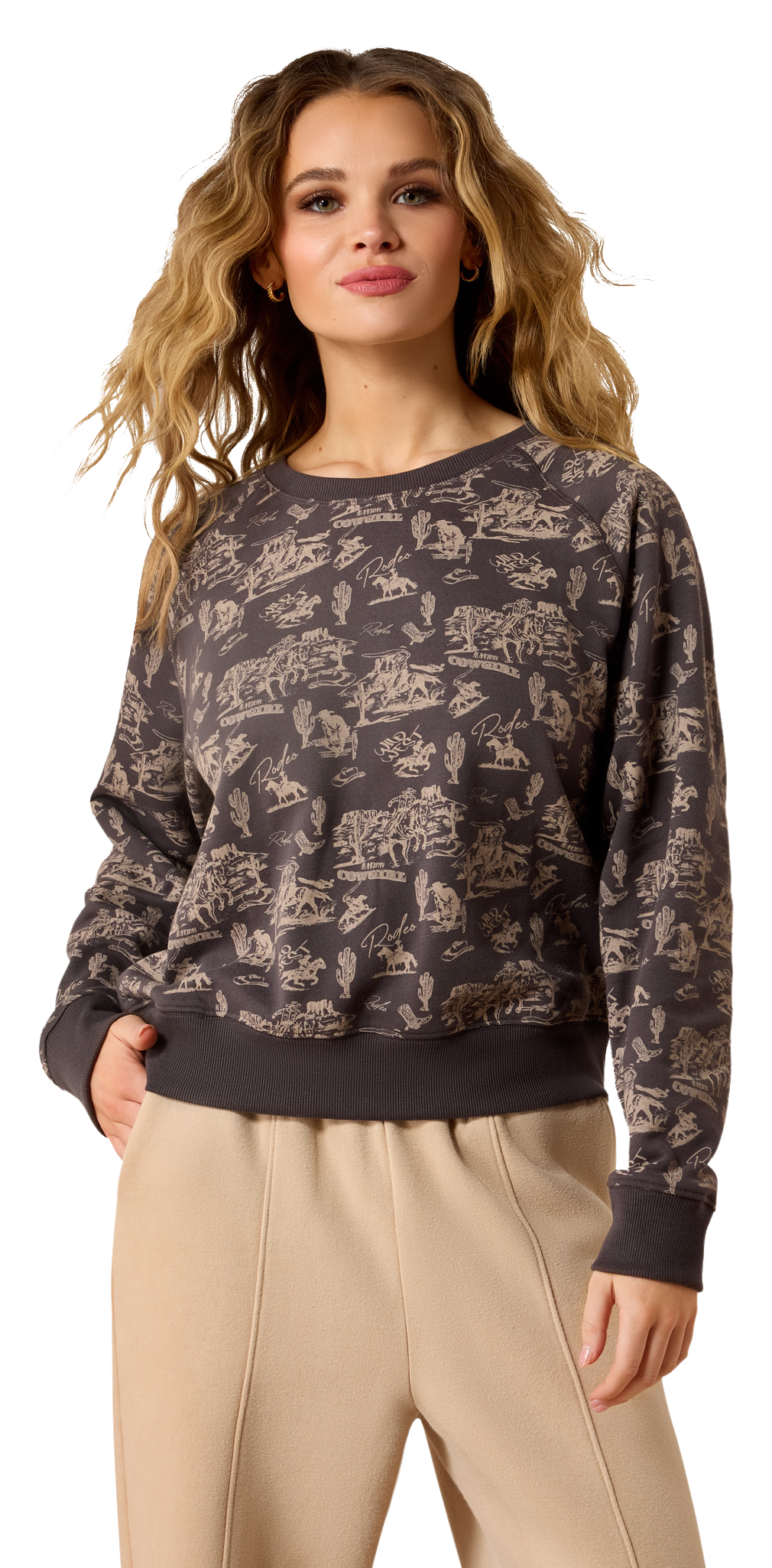 Ariat Essential Crew Sweatshirt - Retro Rodeo Carbon Copy