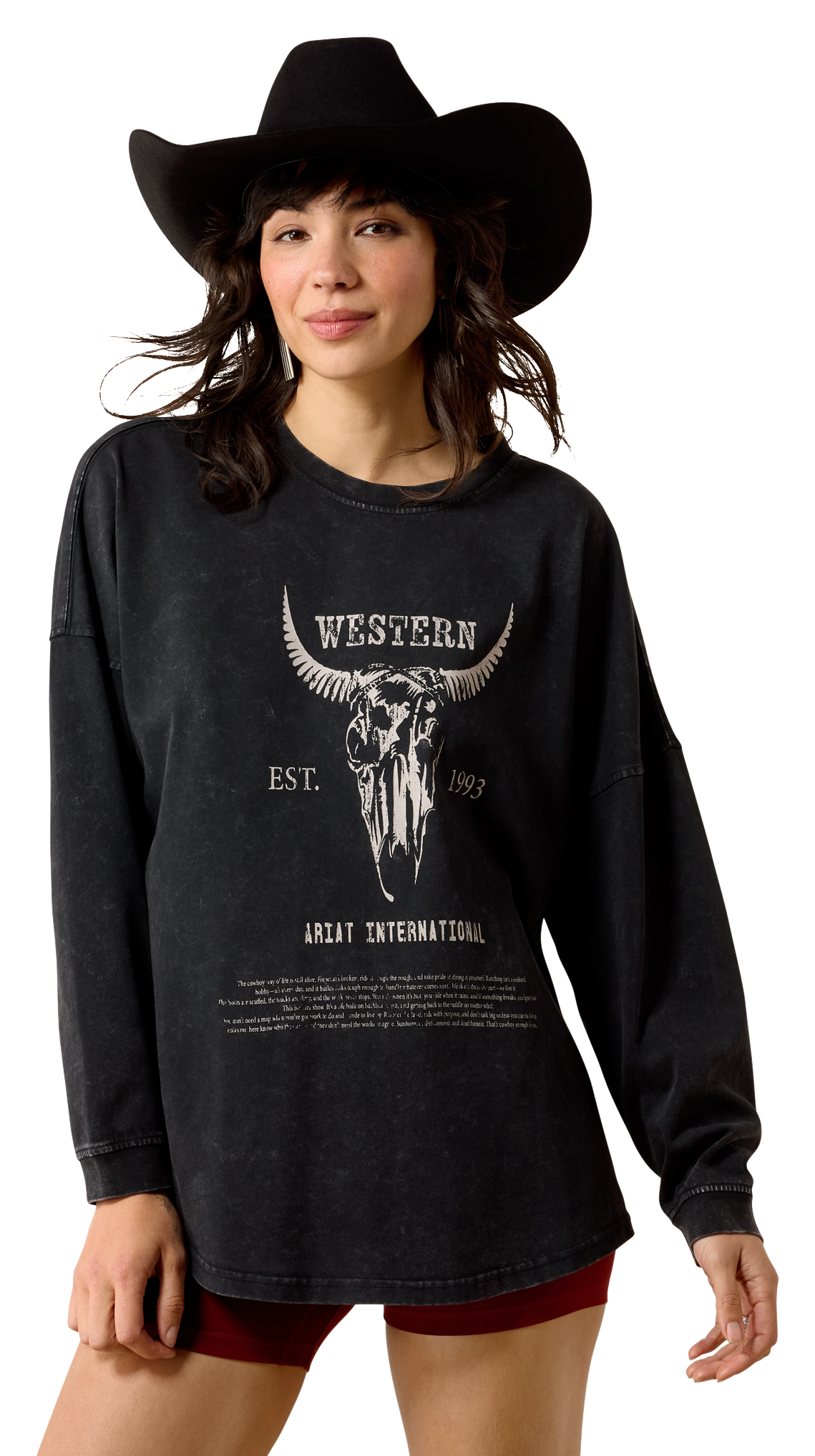 Ariat Canvas Cow Skull Oversized Long-Sleeve Shirt