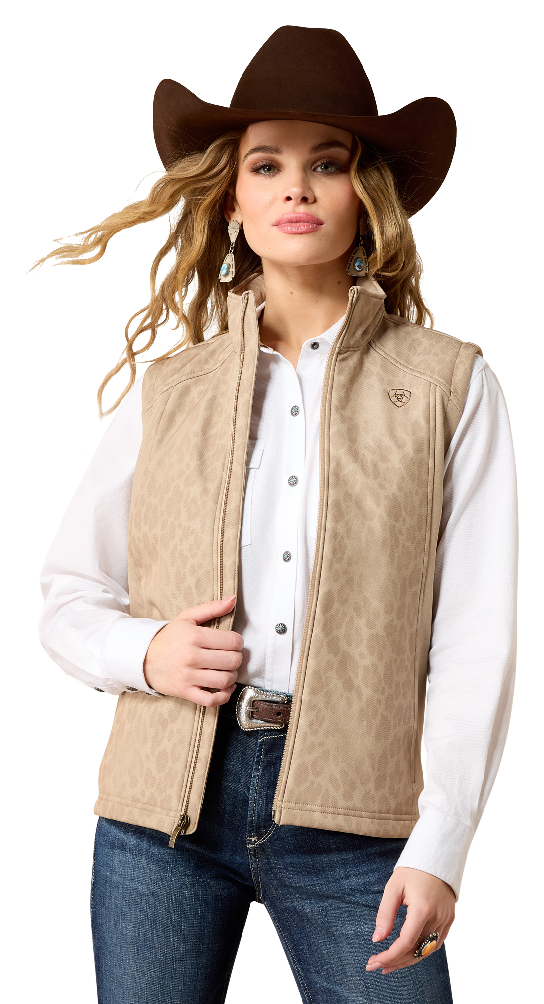 Image of Ariat Logo Softshell Vest - Faded Leopard