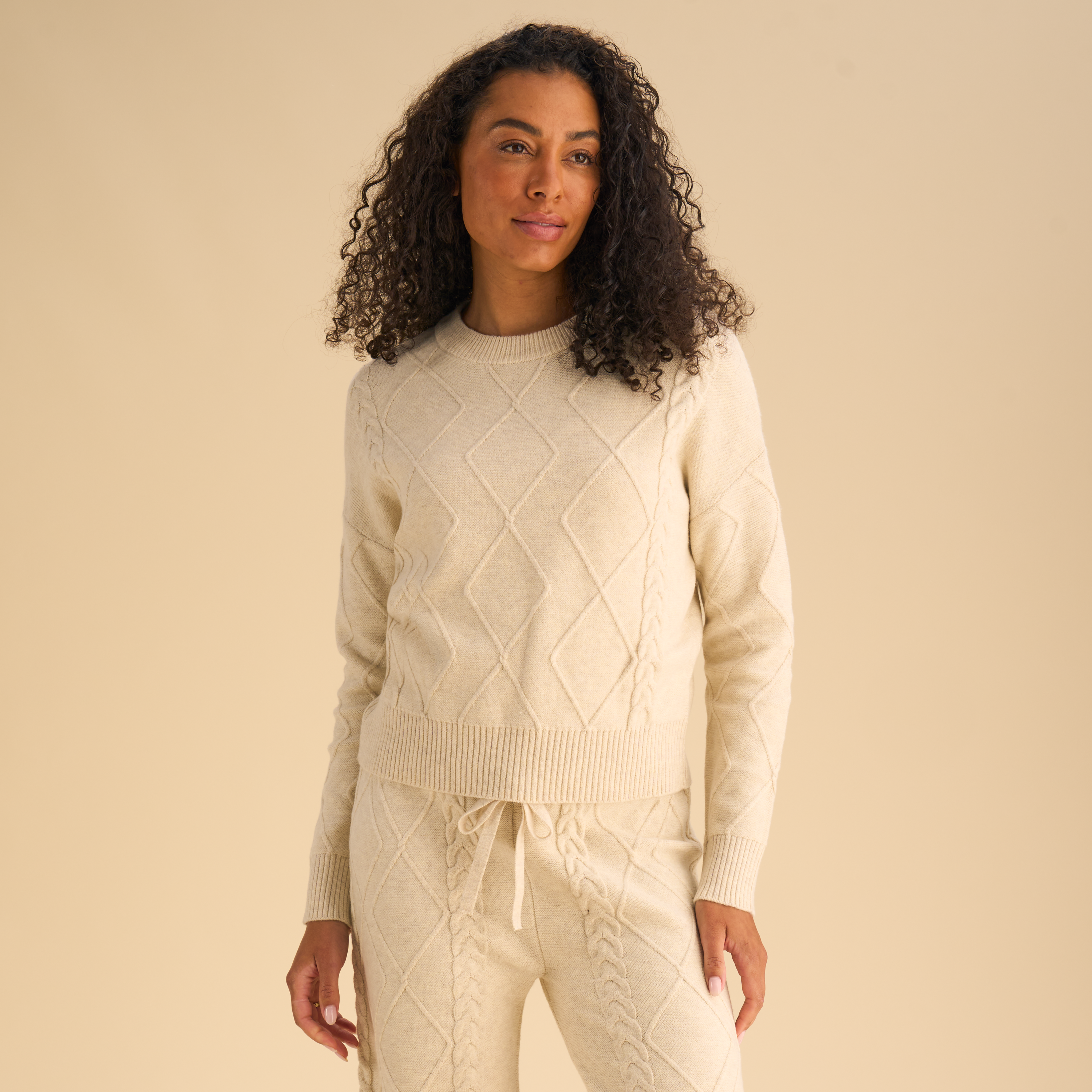 Natural Reflections Natural Reflections Cable Lounge Sweater - Heather Oatmeal - $49.99 at Bass Pro Shops