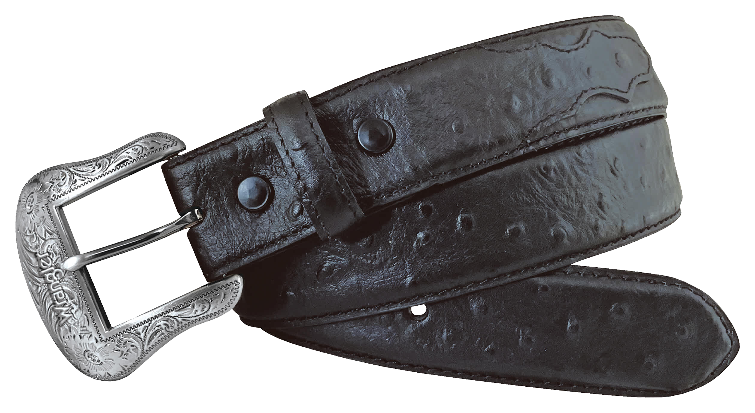 Image of Wrangler Ostrich Print Western Belt - Black
