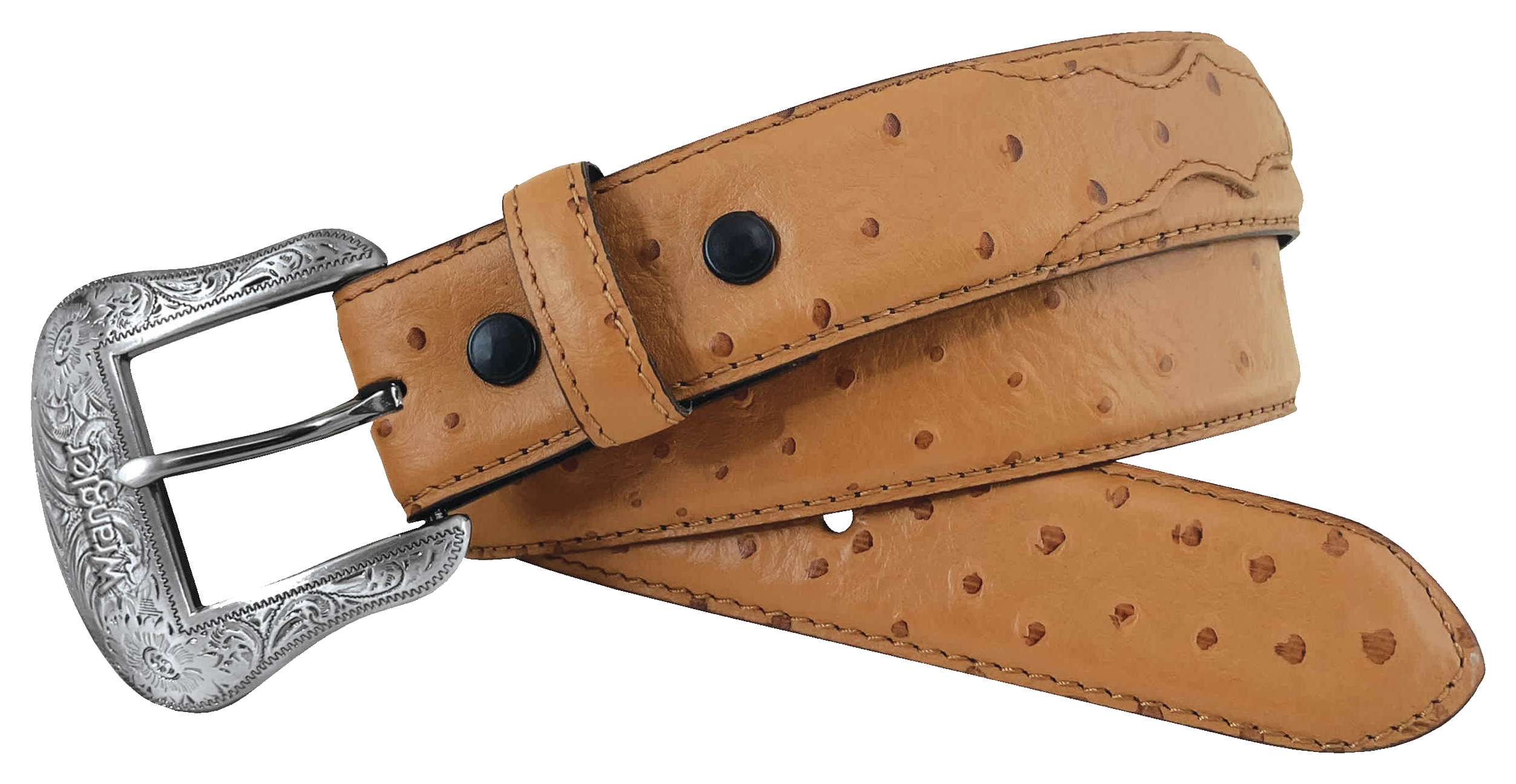 Image of Wrangler Ostrich Print Western Belt - Tan