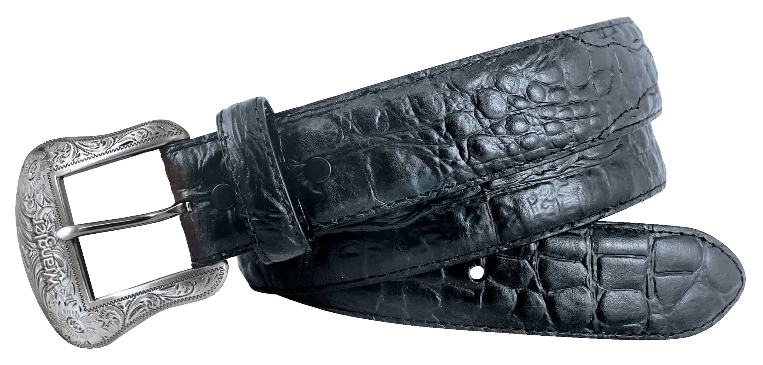 Image of Wrangler Crocodile Print Western Belt - Black