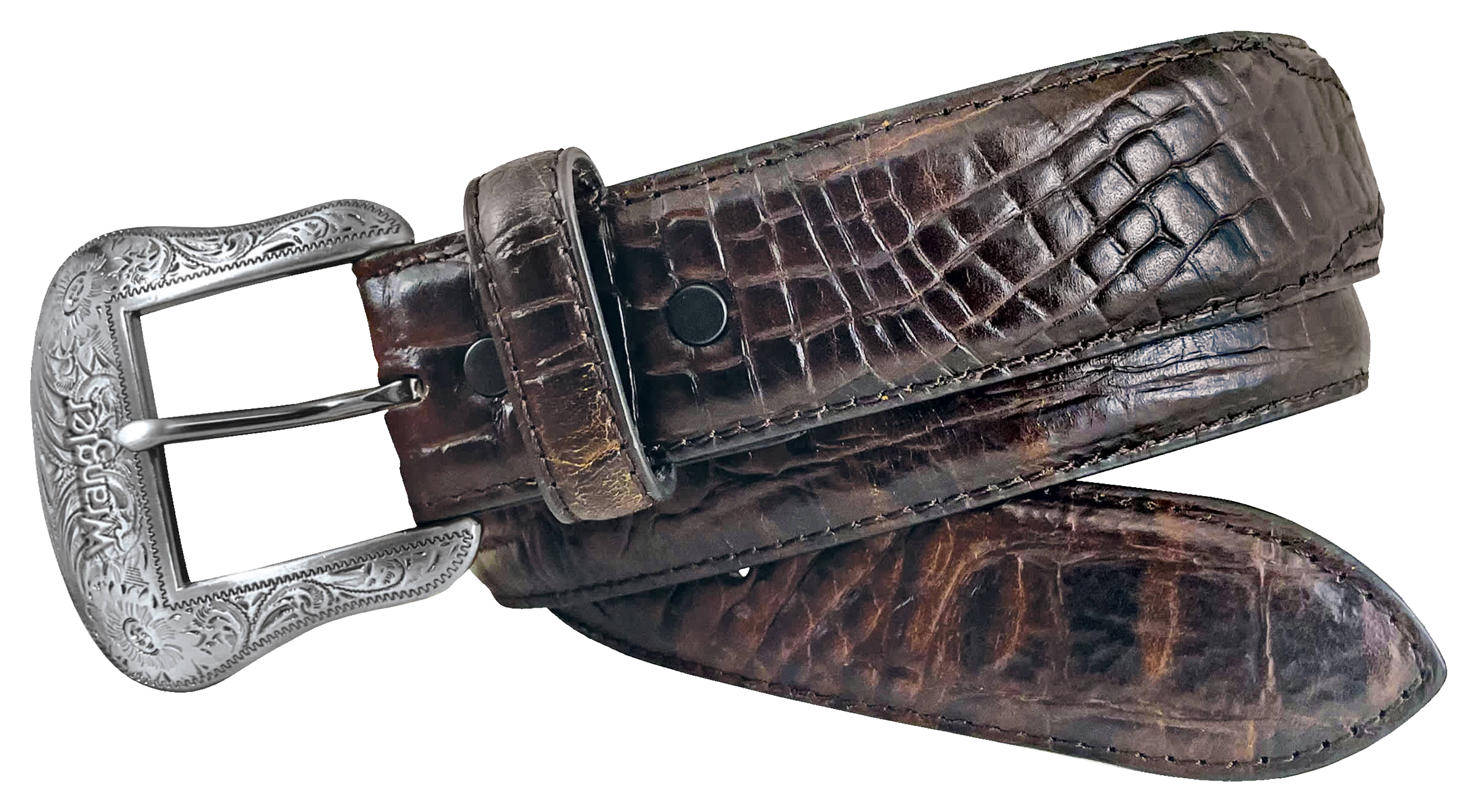 Image of Wrangler Crocodile Print Western Belt - Brown