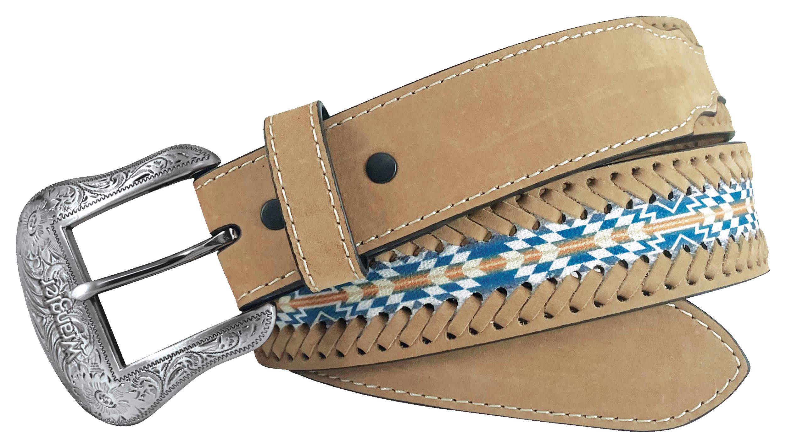 Image of Wrangler Crazy Horse Aztec Print Western Belt - Tan