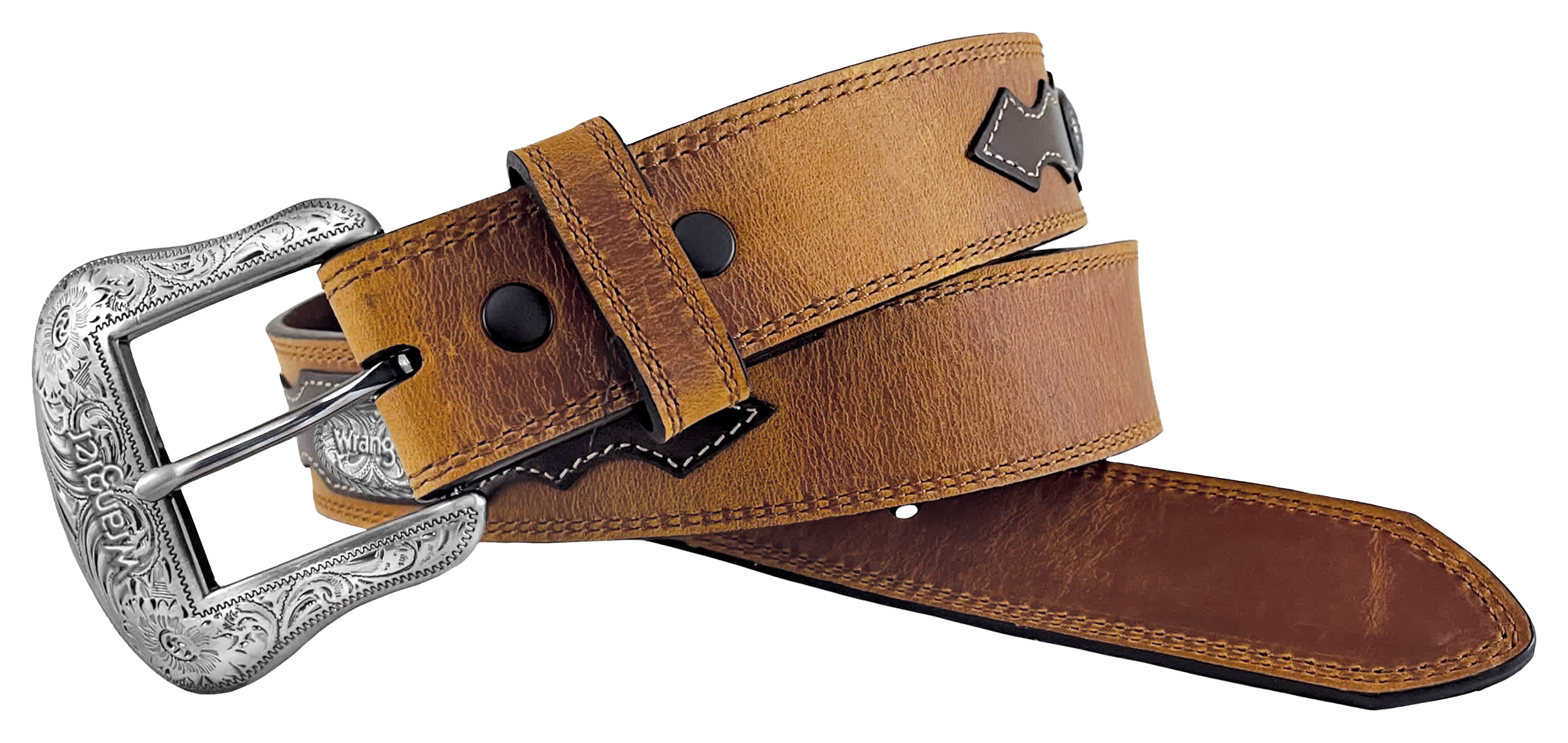Image of Wrangler Distressed Leather Western Belt - Tan