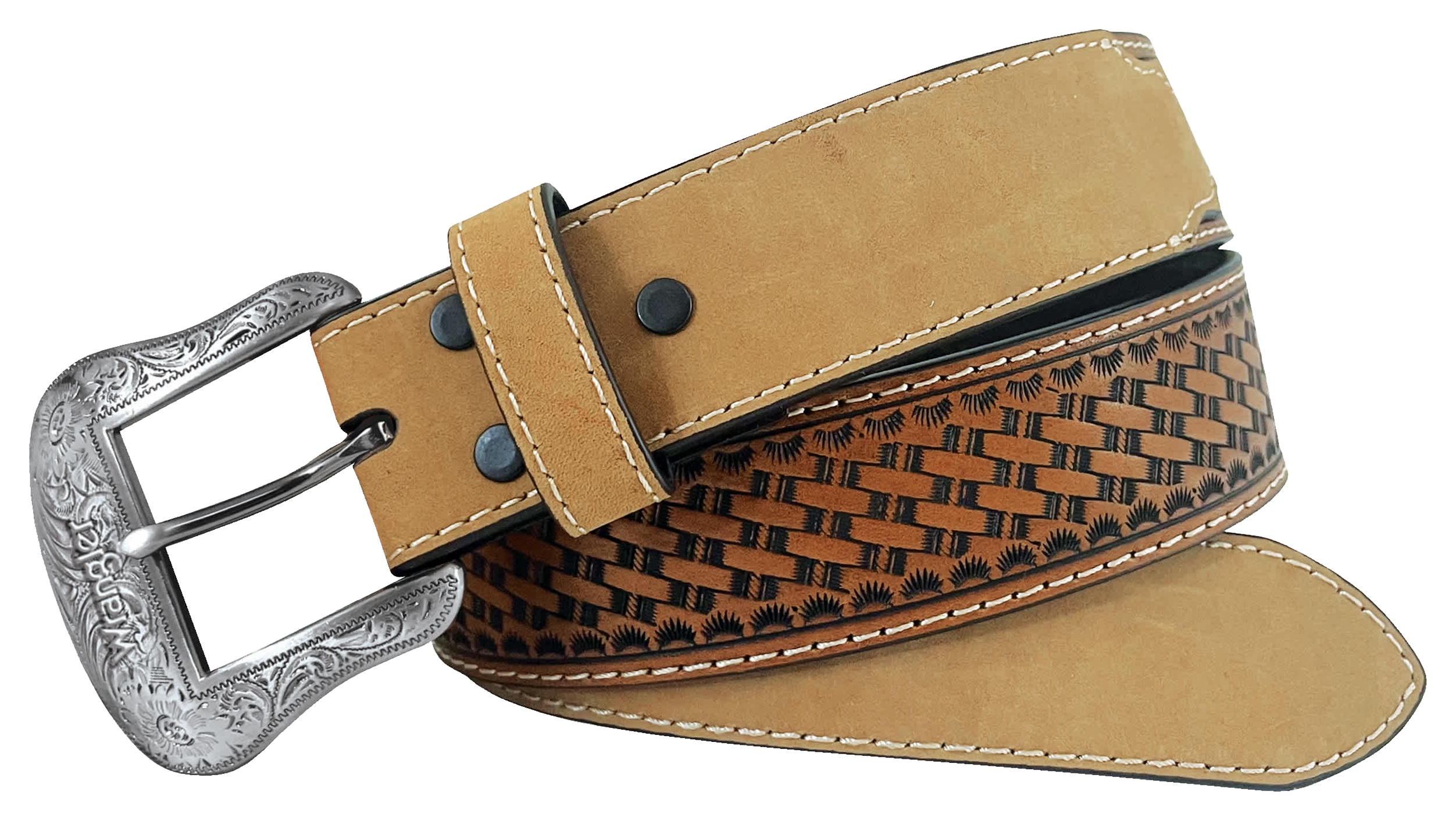 Image of Wrangler Crazy Horse Basketweave Western Belt - Tan