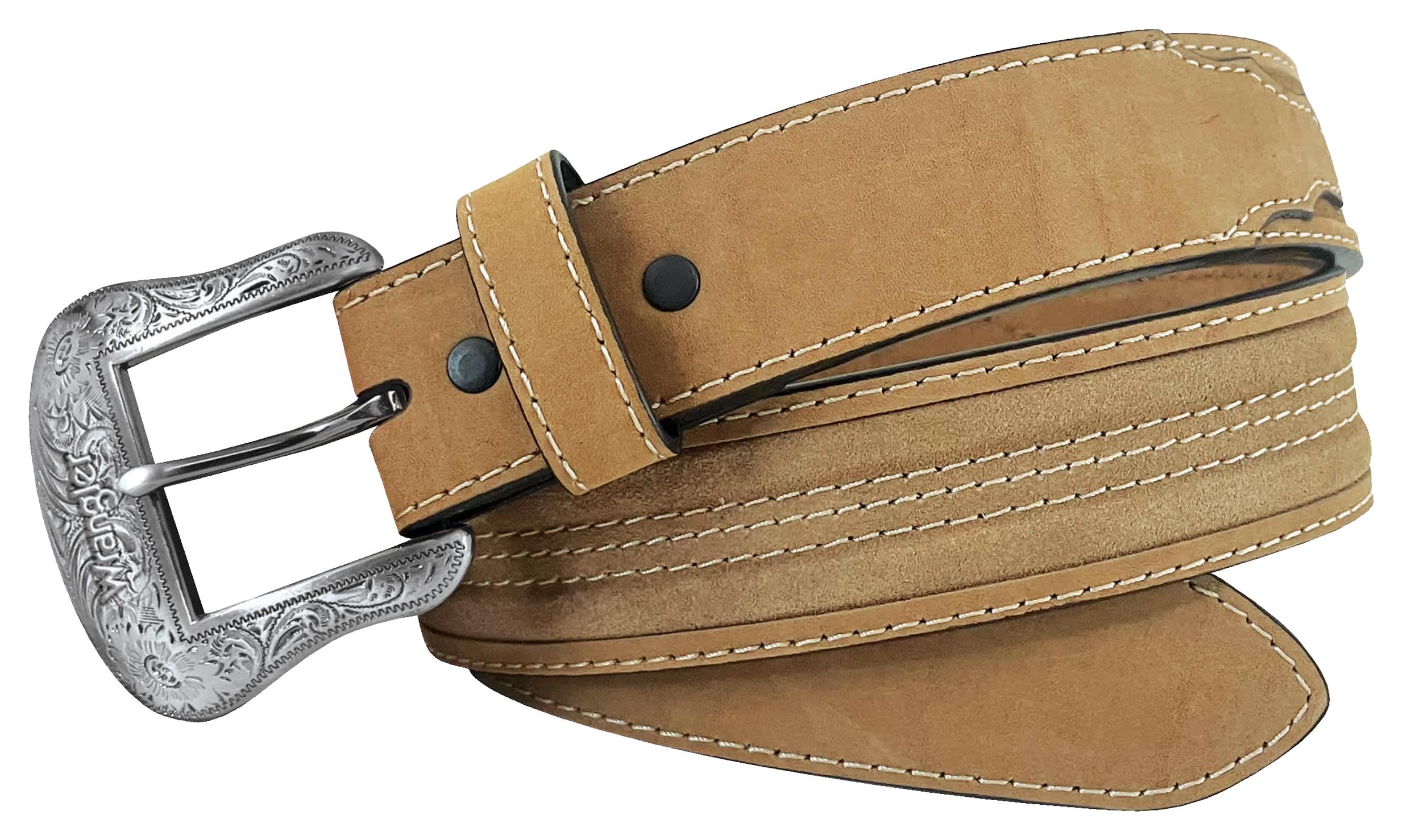 Image of Wrangler Rough Out Leather Western Belt - Tan