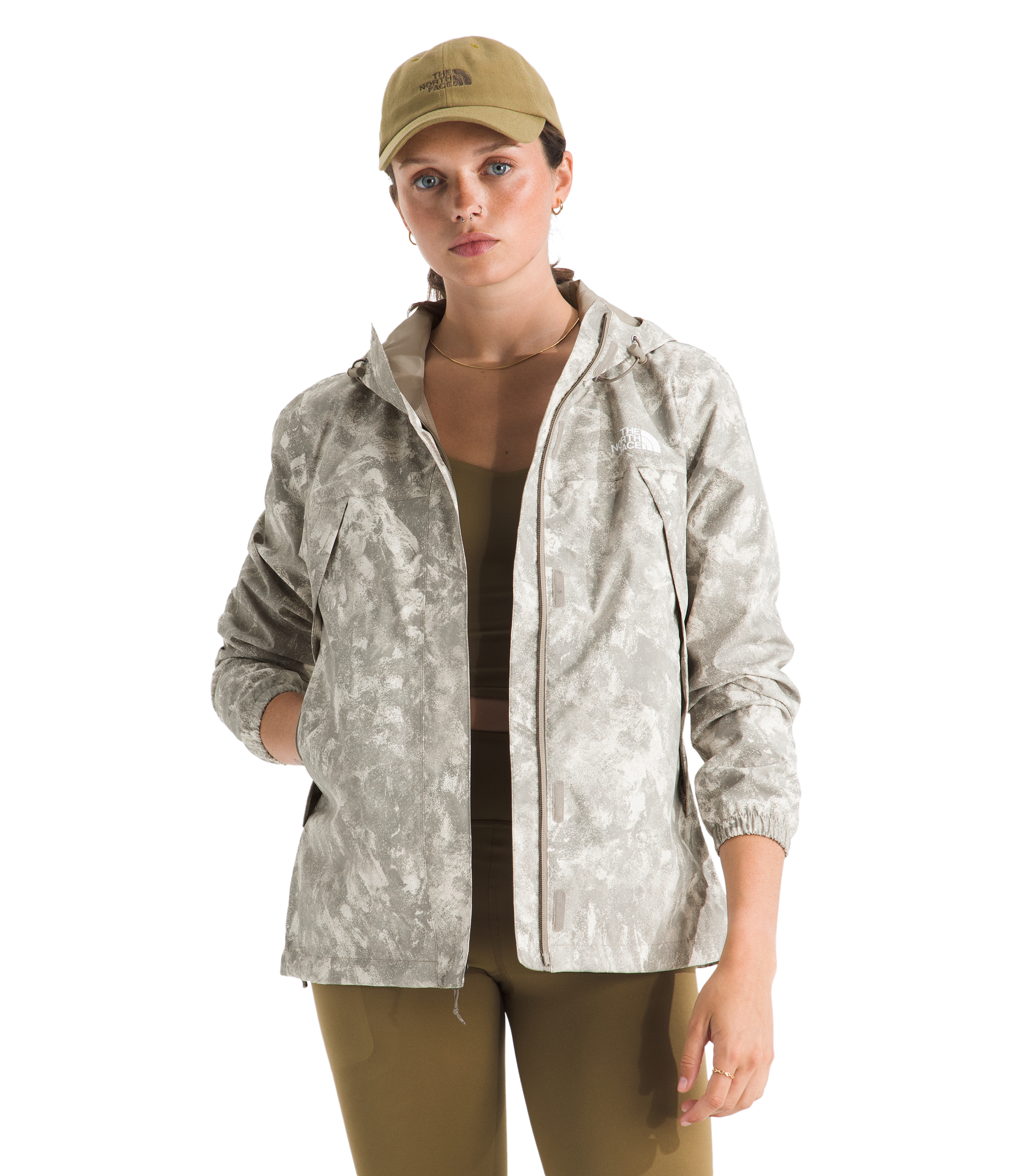 Image of The North Face Antora Regenerative Ink Print Rain Jacket - Stone Slab