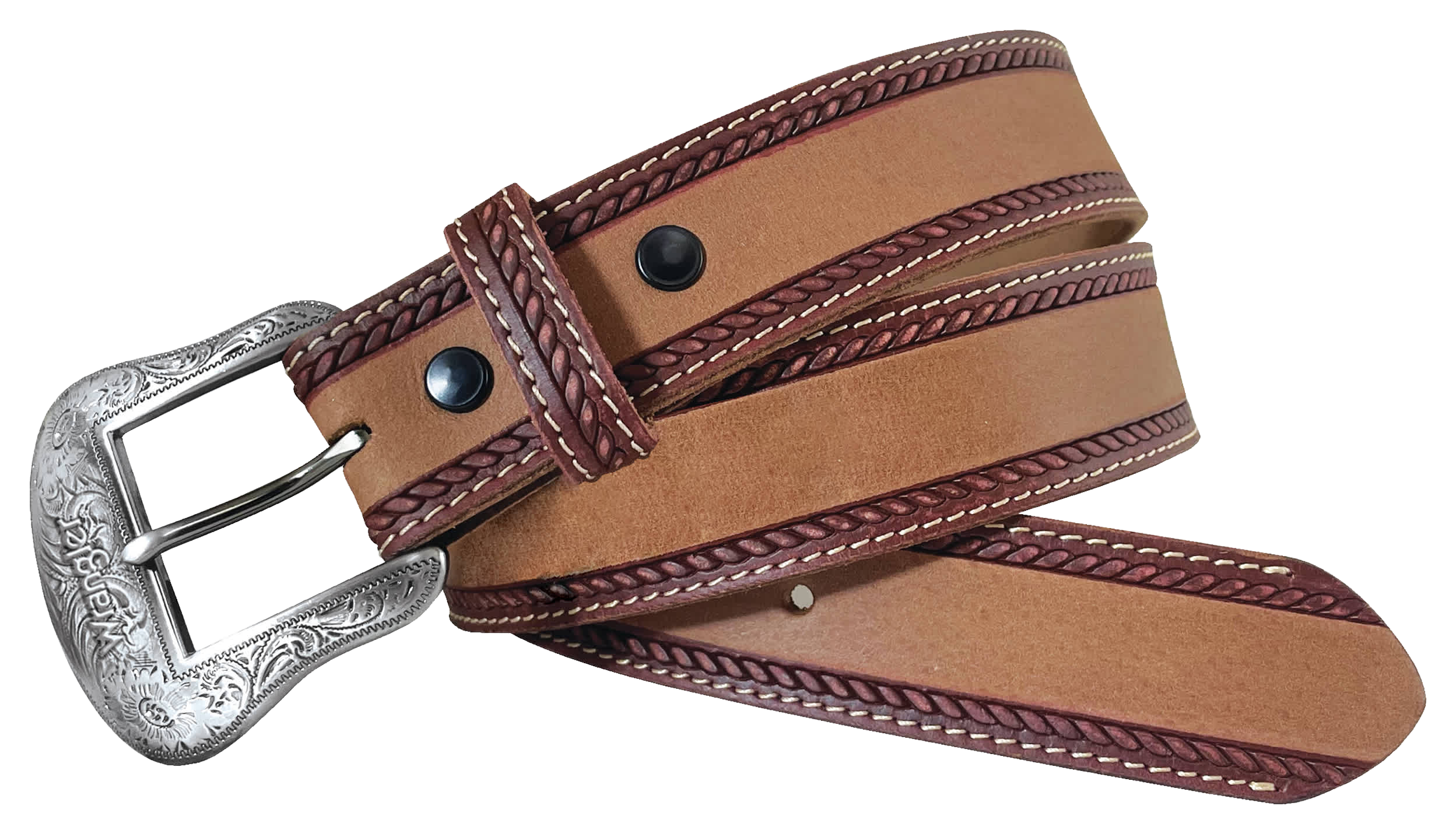 Image of Wrangler Crazy Horse Leather Western Belt - Tan
