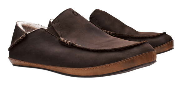 Image of OluKai Moloa Slippers for Men - Dark Wood/Dark Wood