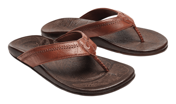 Image of OluKai Hiapo Thong Sandals for Men - Rum/Dark Wood