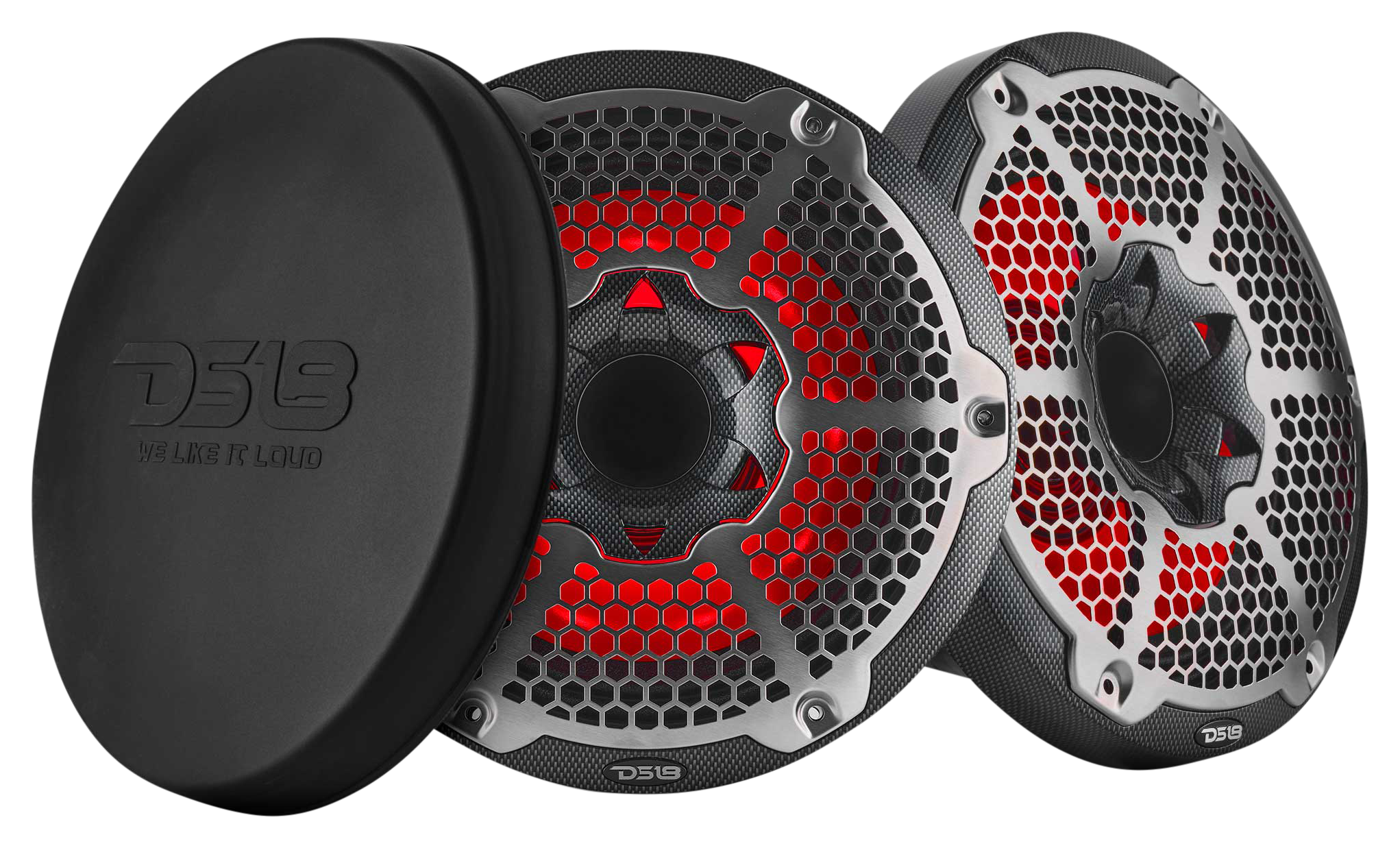 Image of "DS18 10"" Marine 2-Way Hybrid Speaker with RGB LED, Compression Driver and Neodymium Magnet - Carbon Filter"