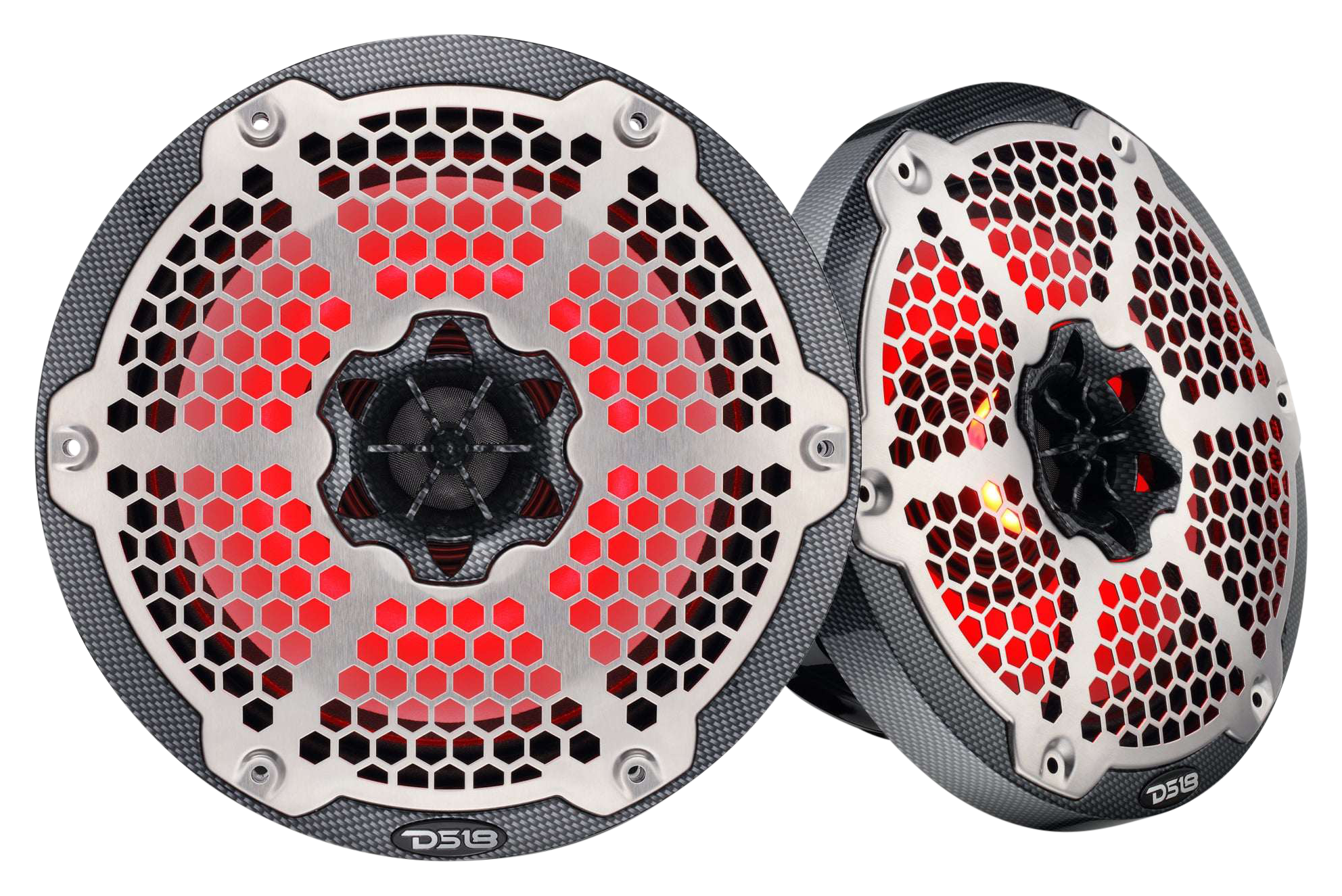 Image of "DS18 8"" Marine 2-Way Hybrid Speaker with RGB LED, Compression Driver and Neodymium Magnet - Carbon Fiber"