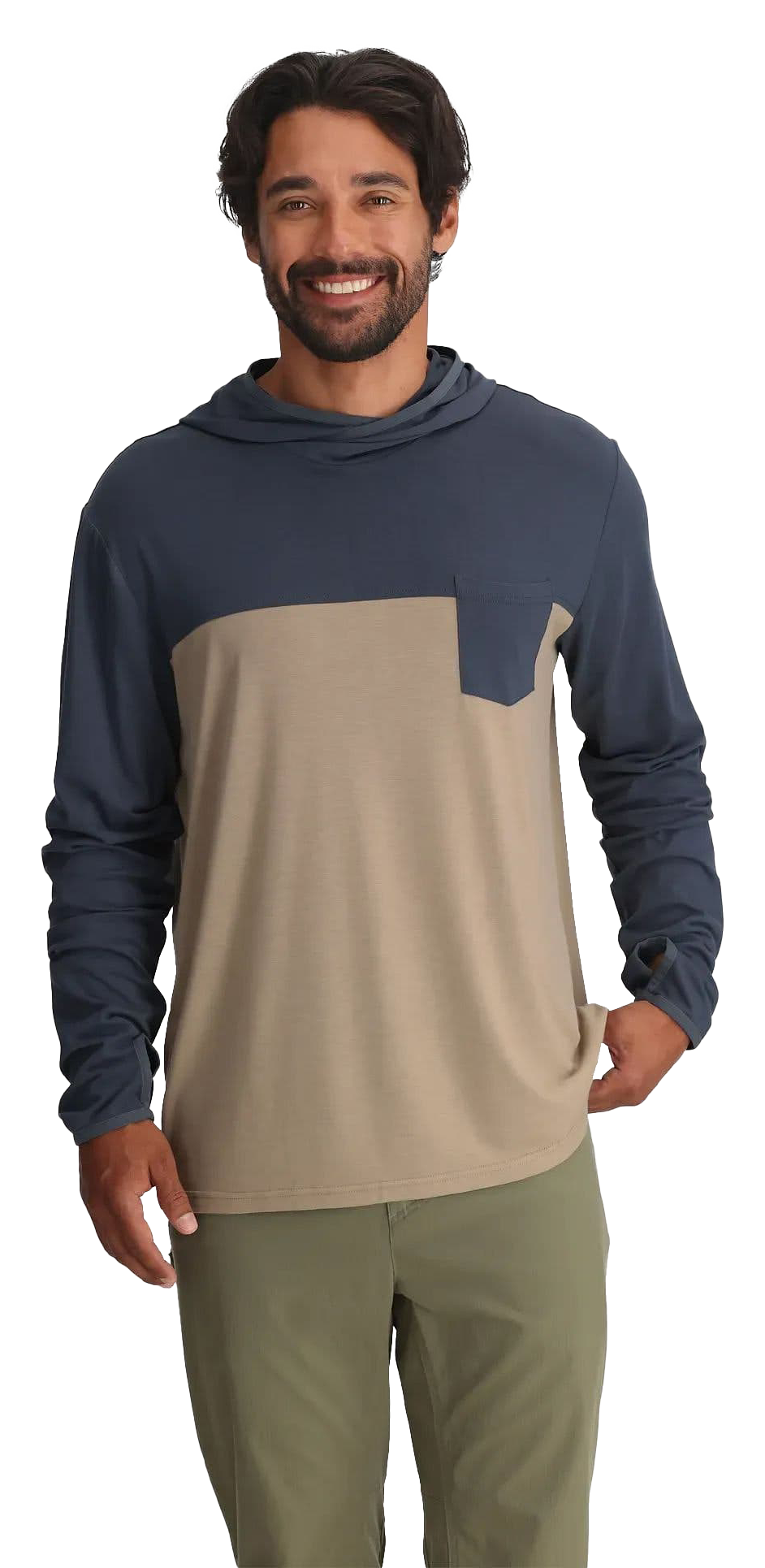 Image of Free Fly Bamboo Hybrid Hoodie - Stormy Cloud/Desert Tan - XXXL