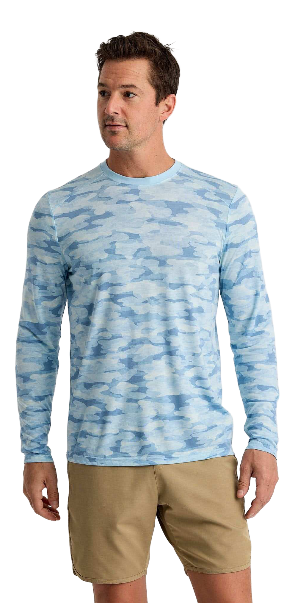Image of Free Fly Bamboo Lightweight Long-Sleeve Shirt - Seasmoke Camo Surf Blue - L