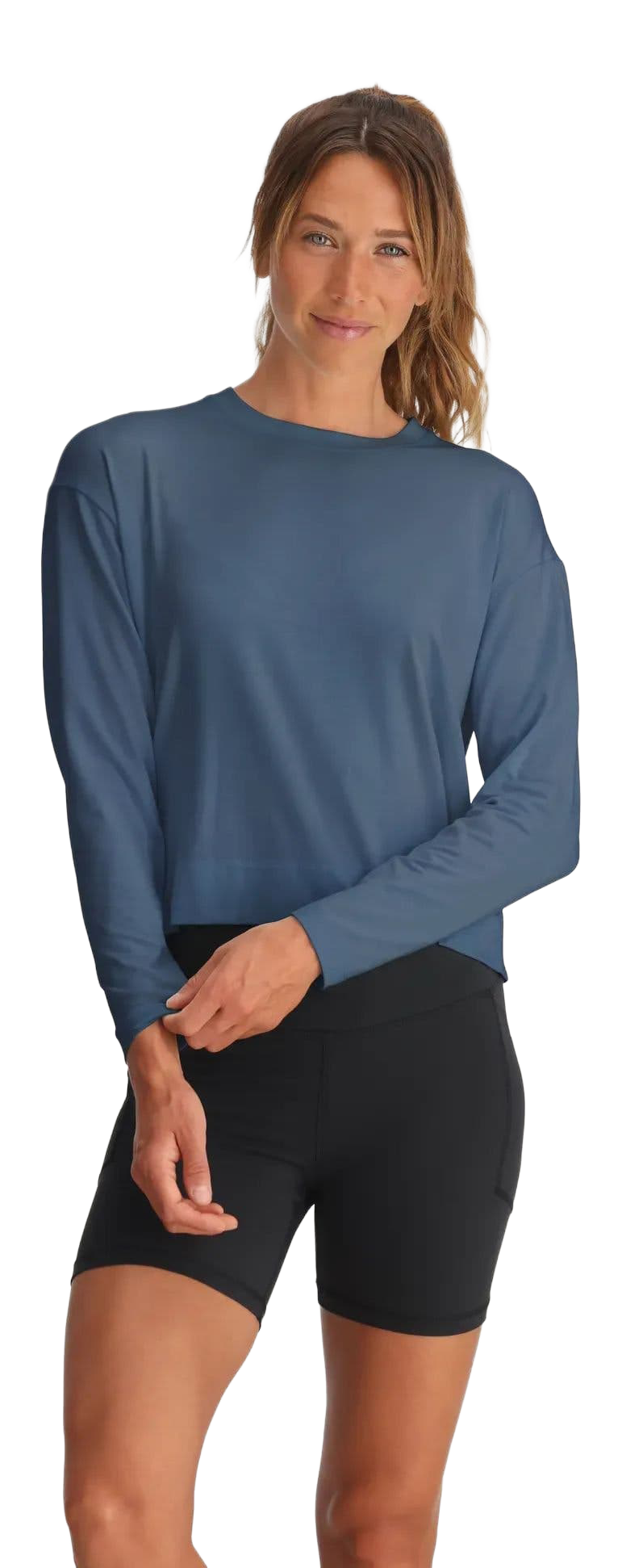 Image of Free Fly Bamboo Shade Crossover Long-Sleeve Shirt - Pacific Blue - L