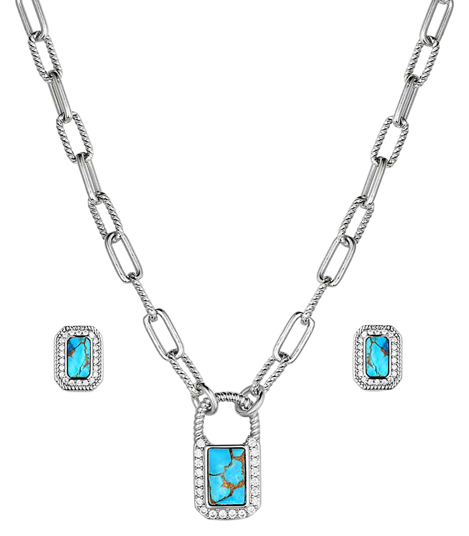 Image of Montana Silversmiths Turquoise Glam Necklace And Earrings Jewelry Set