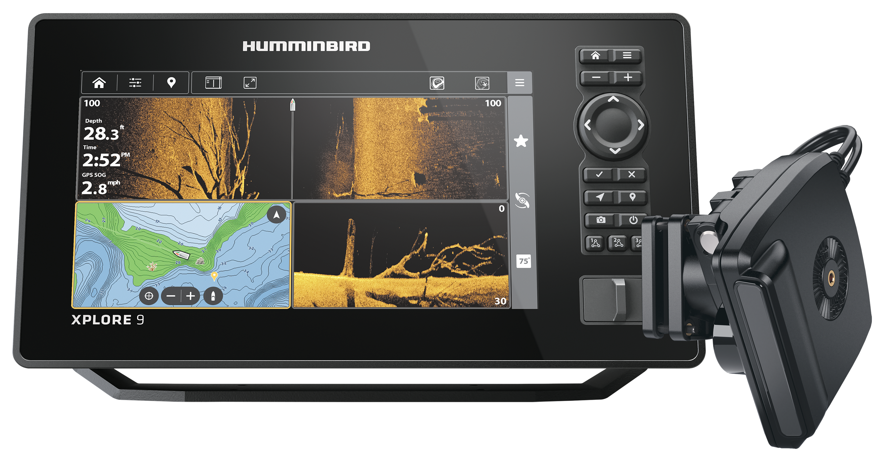 Humminbird XPLORE 9 CHIRP MEGA SI Fish Finder/Chartplotter and MEGA Live 2 Imaging Transducer Bundle
