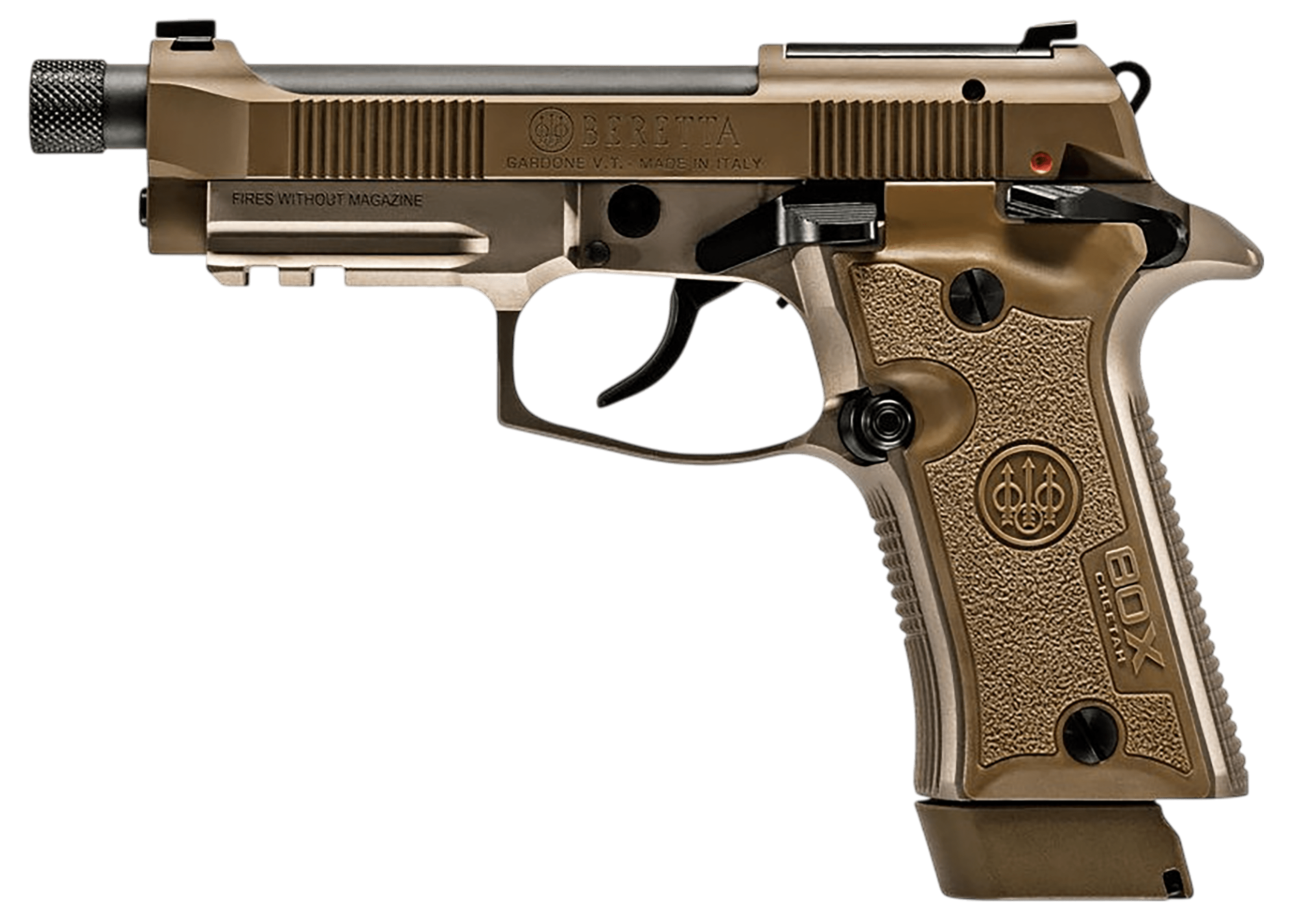 Beretta 80X Cheetah Tactical Desert SemiAuto Pistol  380 ACP  Flat Dark Earth  10 Magazine Capacity