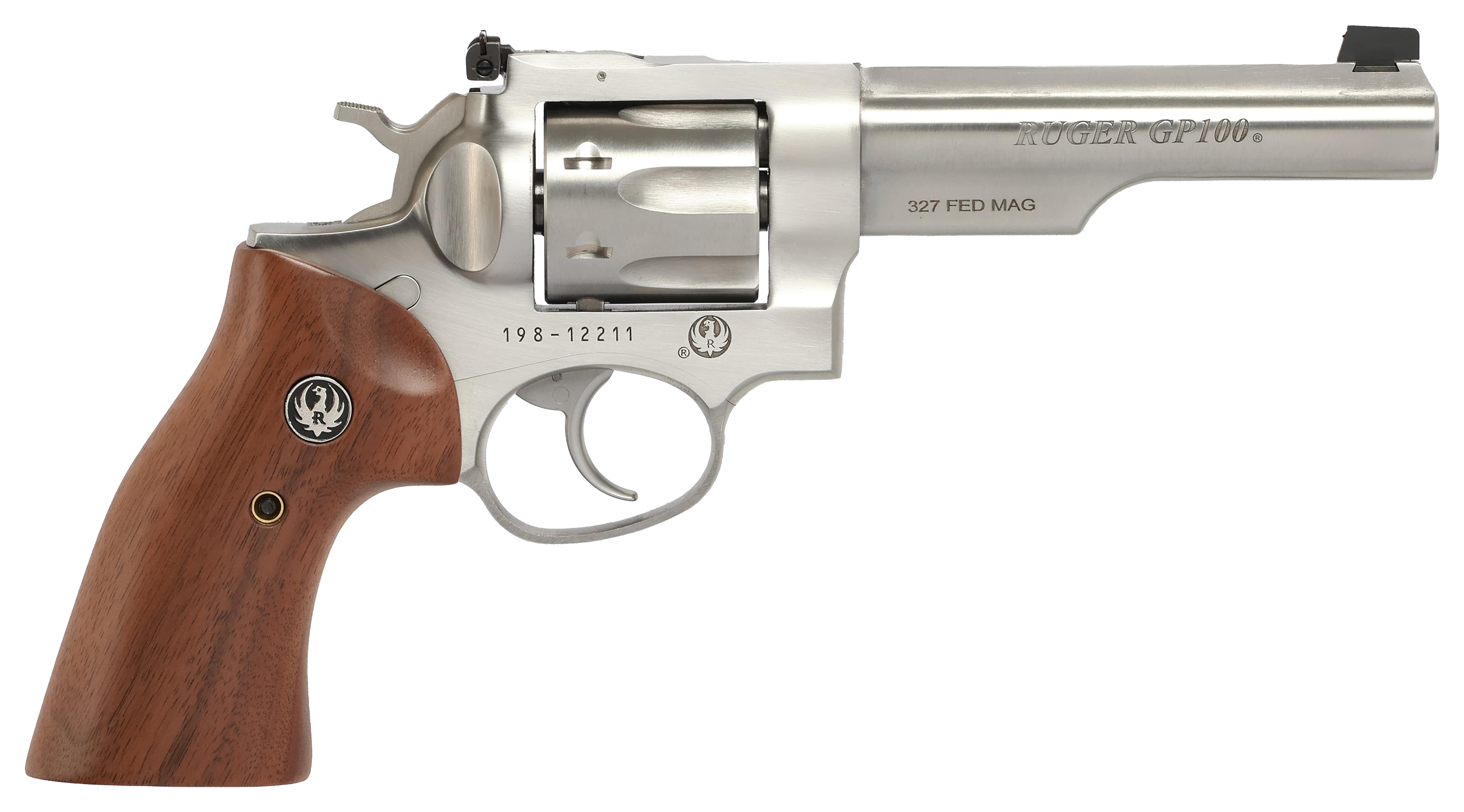 Ruger GP100 Revolver with Smooth Walnut Grips  357 Magnum38 Special P  Stainless  6 Round