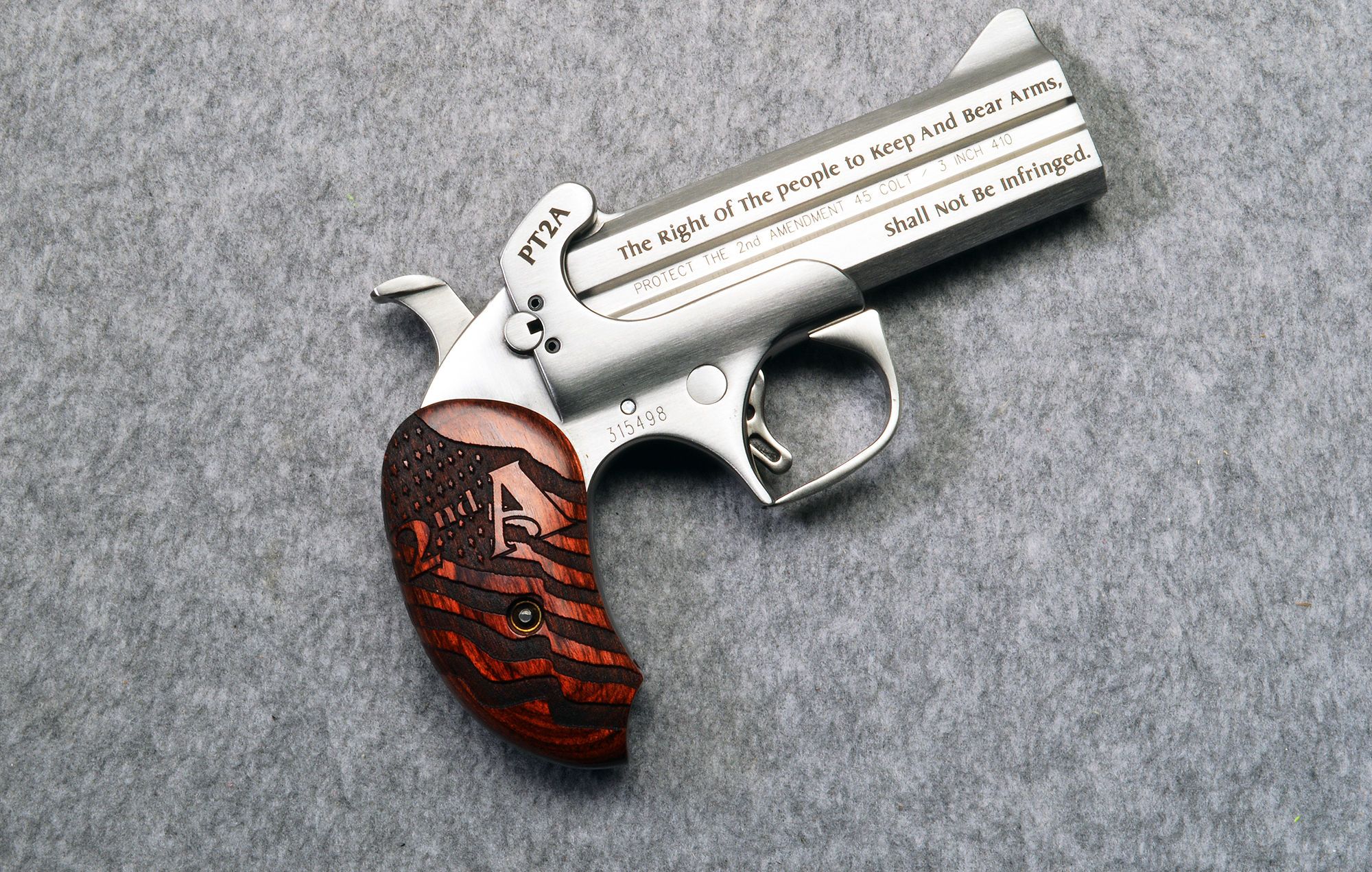 Image of "Bond Arms ~ PT2A ""Protect the 2nd Amendment"" Stainless ~ 45/410GA"