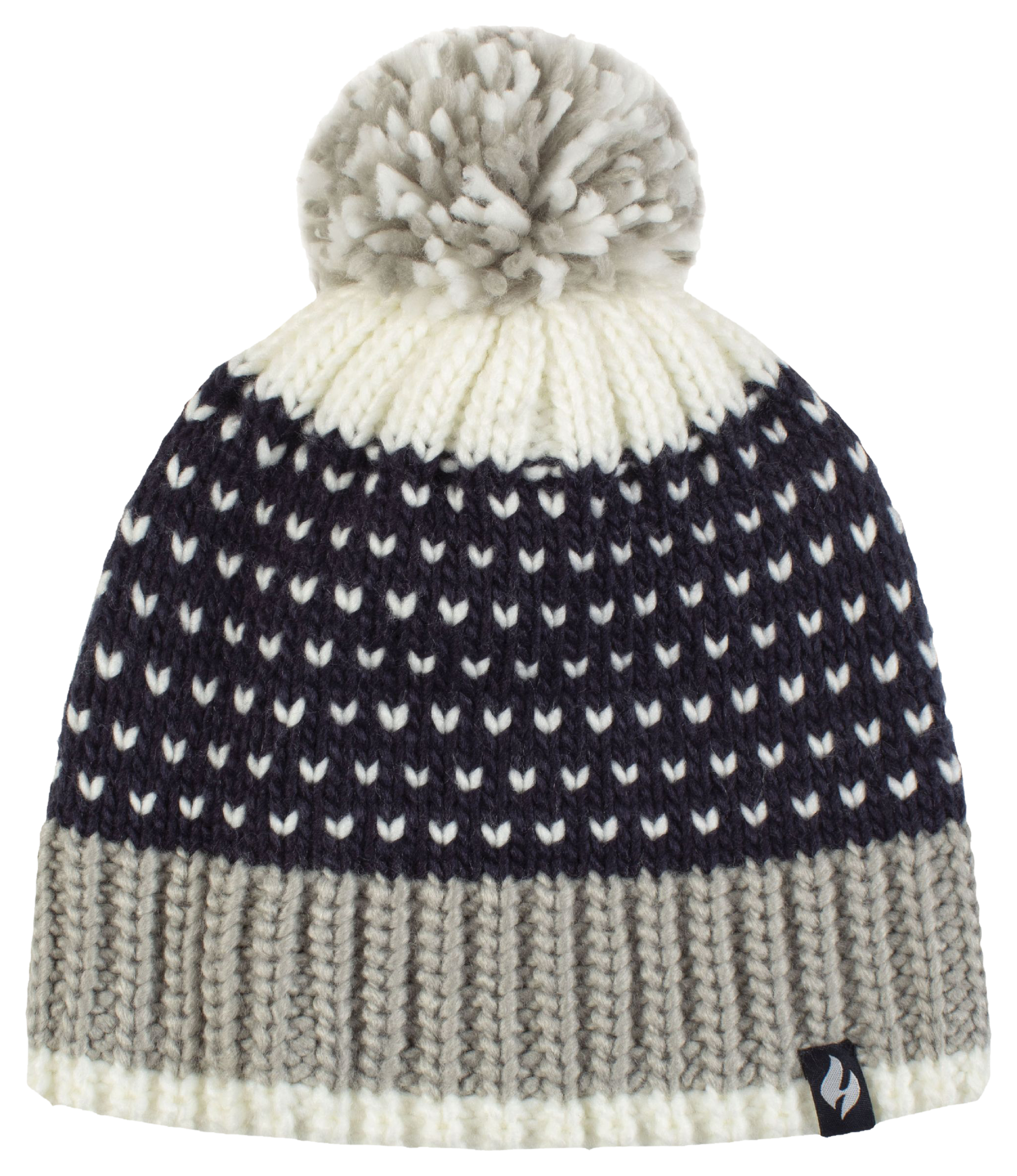 Image of Heat Holders Arles Patterned Pom Beanie - Navy/White
