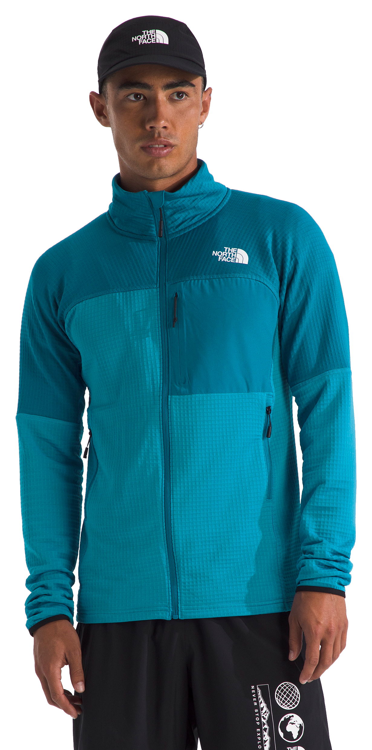 Image of The North Face Polartec Power Grid Stormgap Jacket - Skyline Blue/Adriatic Blue