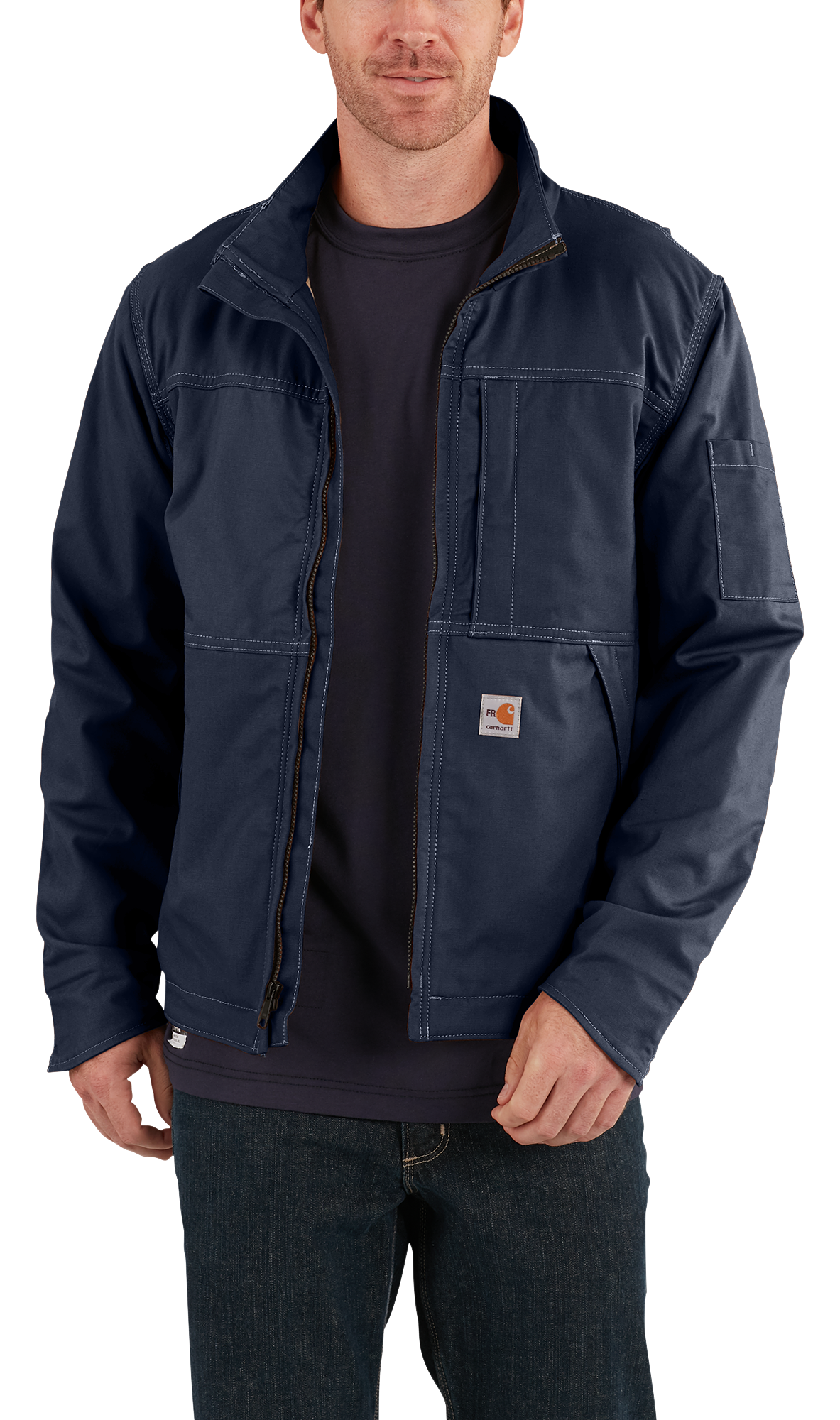 Image of Carhartt Full Swing Quick Duck Flame-Resistant Jacket for Men - Dark Navy - 3XL