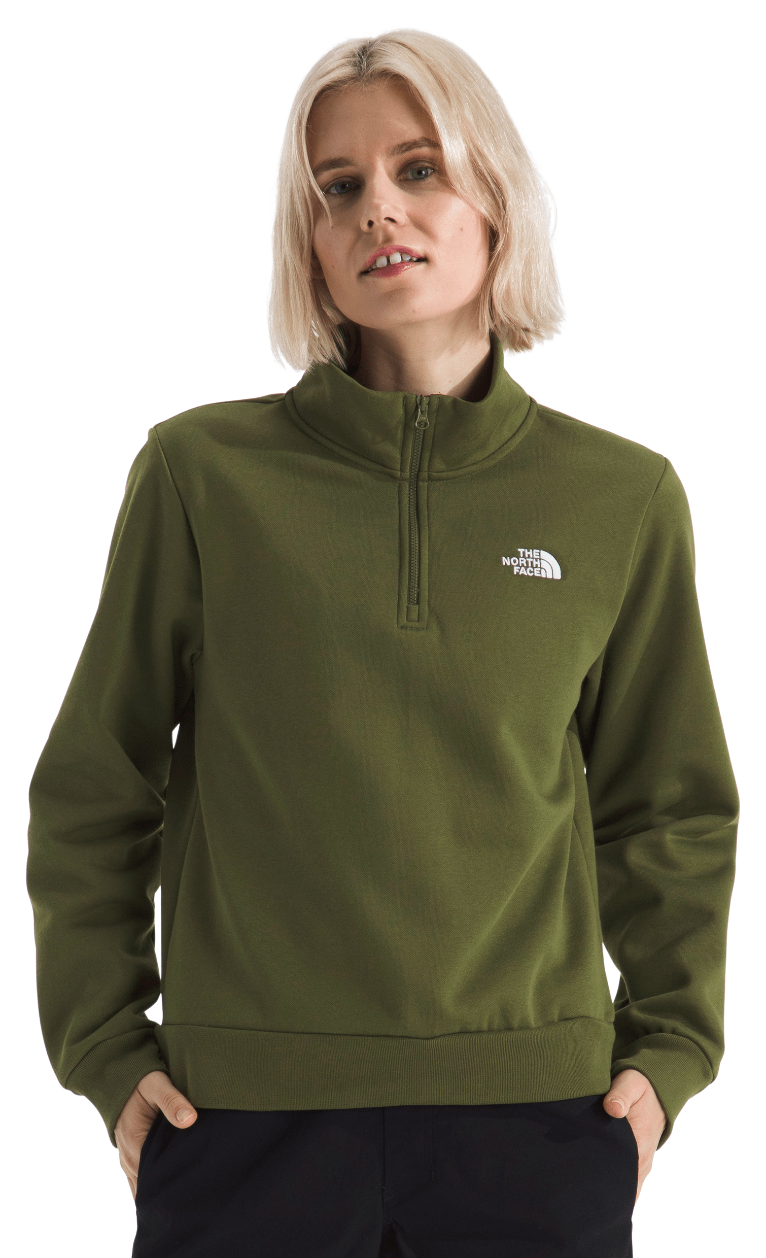 Image of The North Face Evolution Simple Dome Collar Quarter-Zip Pullover - Woodland Green