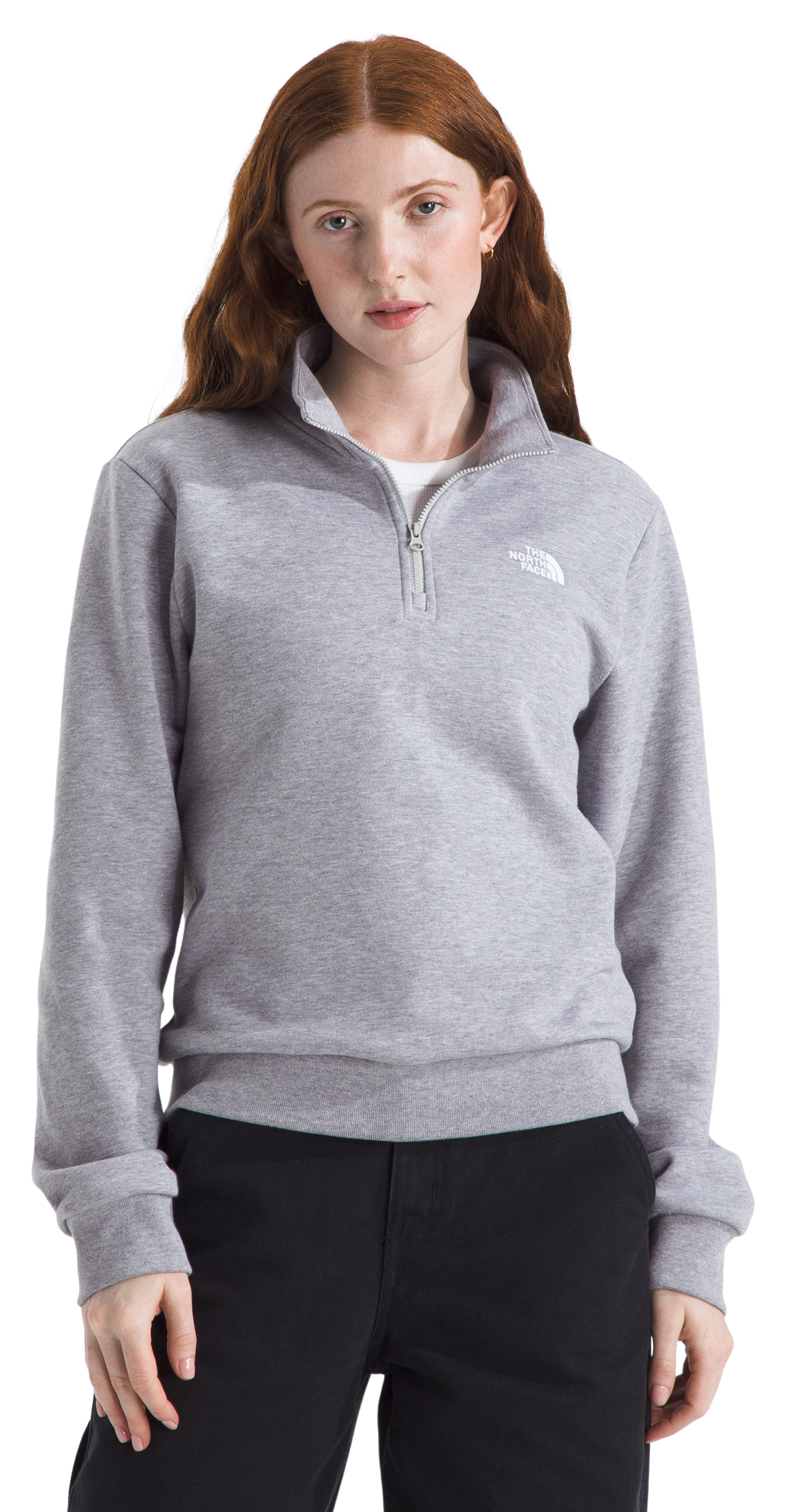 Image of The North Face Evolution Simple Dome Collar Quarter-Zip Pullover - TNF Pale Grey Heather