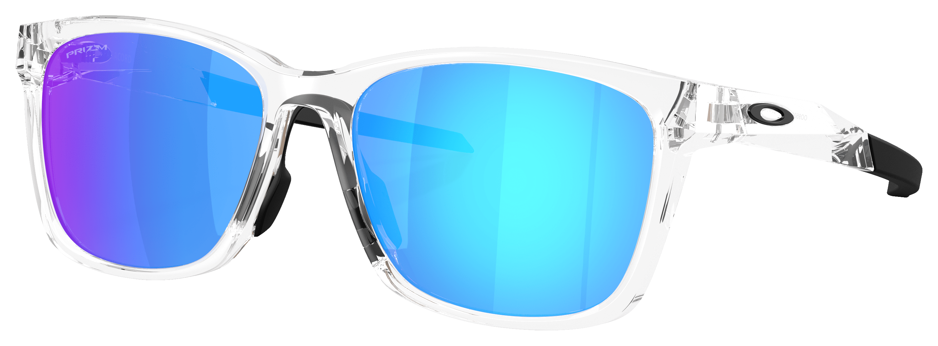 Image of Oakley Paracord Low Bridge Fit OO9506D Prizm Grey Mirror Sunglasses = Polished Clear/Prizm Sapphire Mirror - X-Large