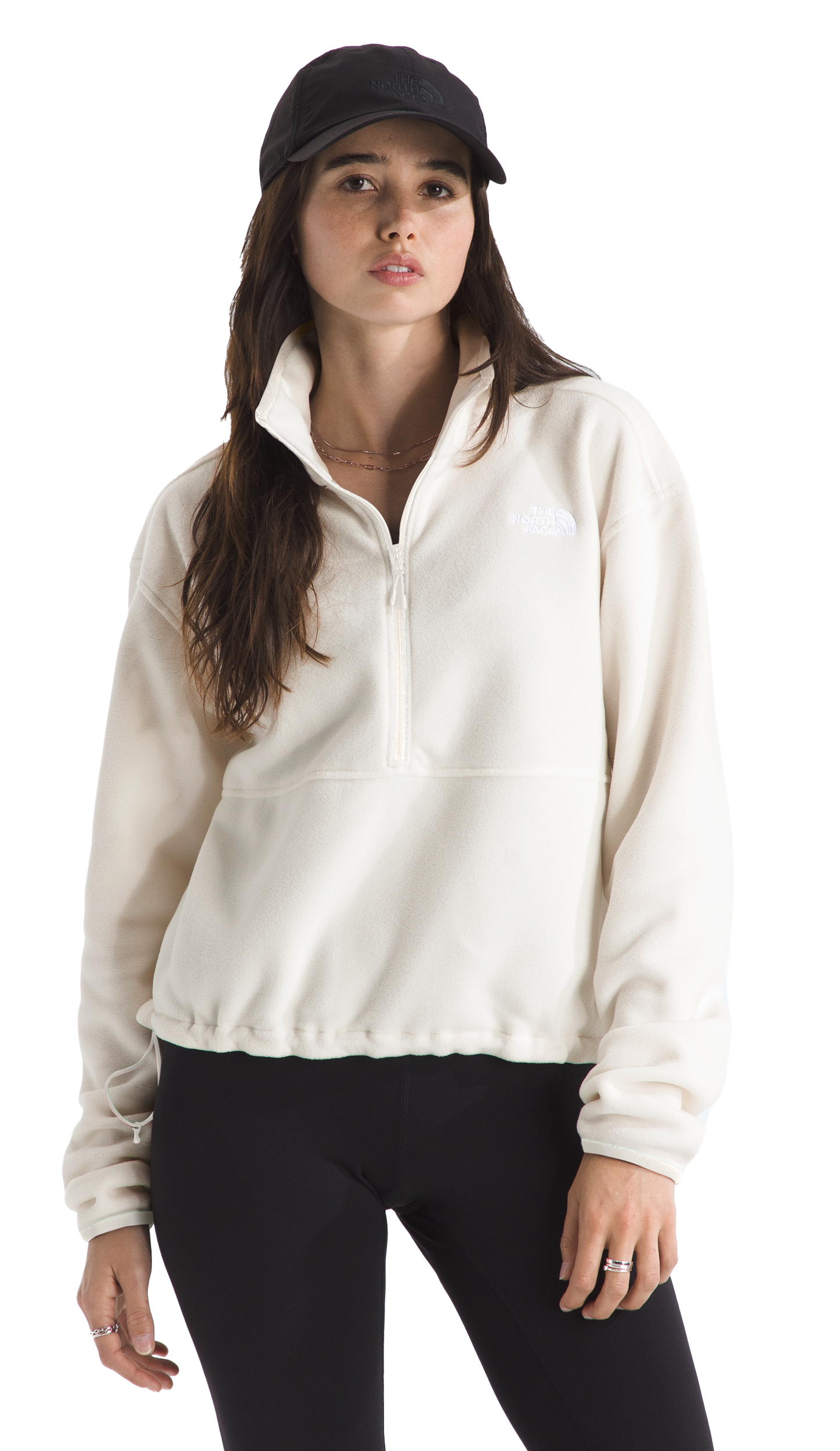 Image of The North Face Glacier Fleece Half-Zip Short Jacket - White Dune