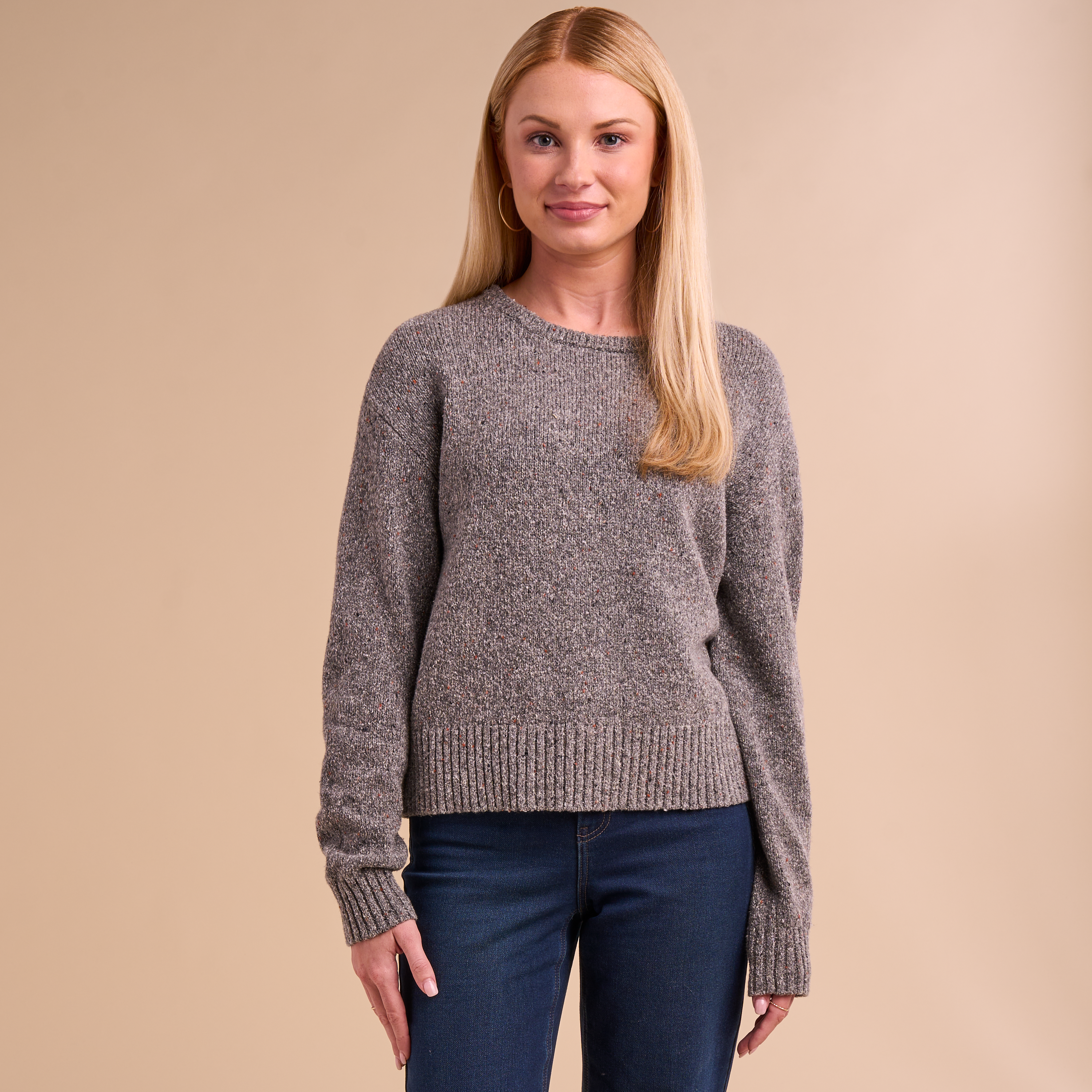 Image of Natural Reflections Finley Crew-Neck Sweater - Grey Fleck