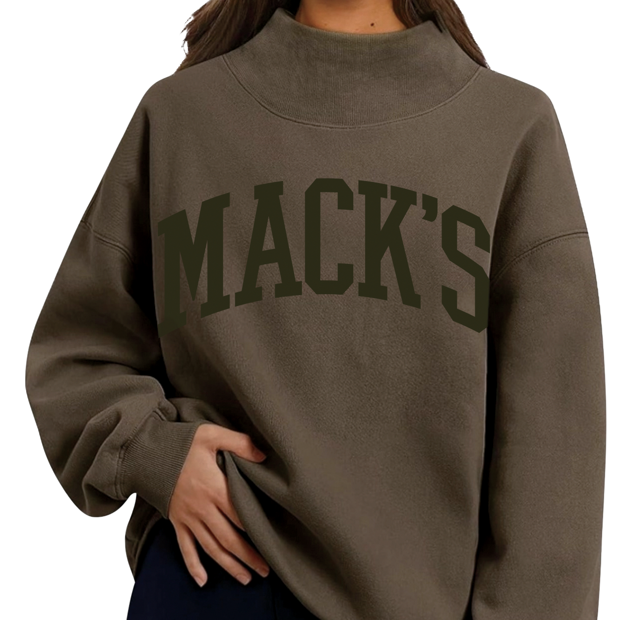 Image of Mack's Prairie Wings Initials Long-Sleeve Mock-Neck Sweatshirt