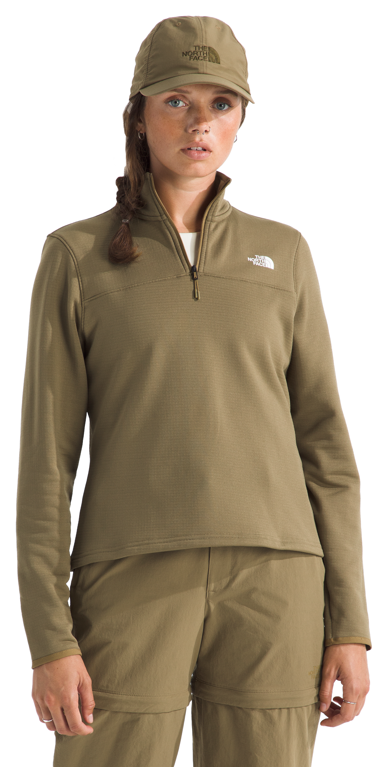 Image of The North Face Cedar Trail Grid Fleece Quarter-Zip Jacket - Cedar