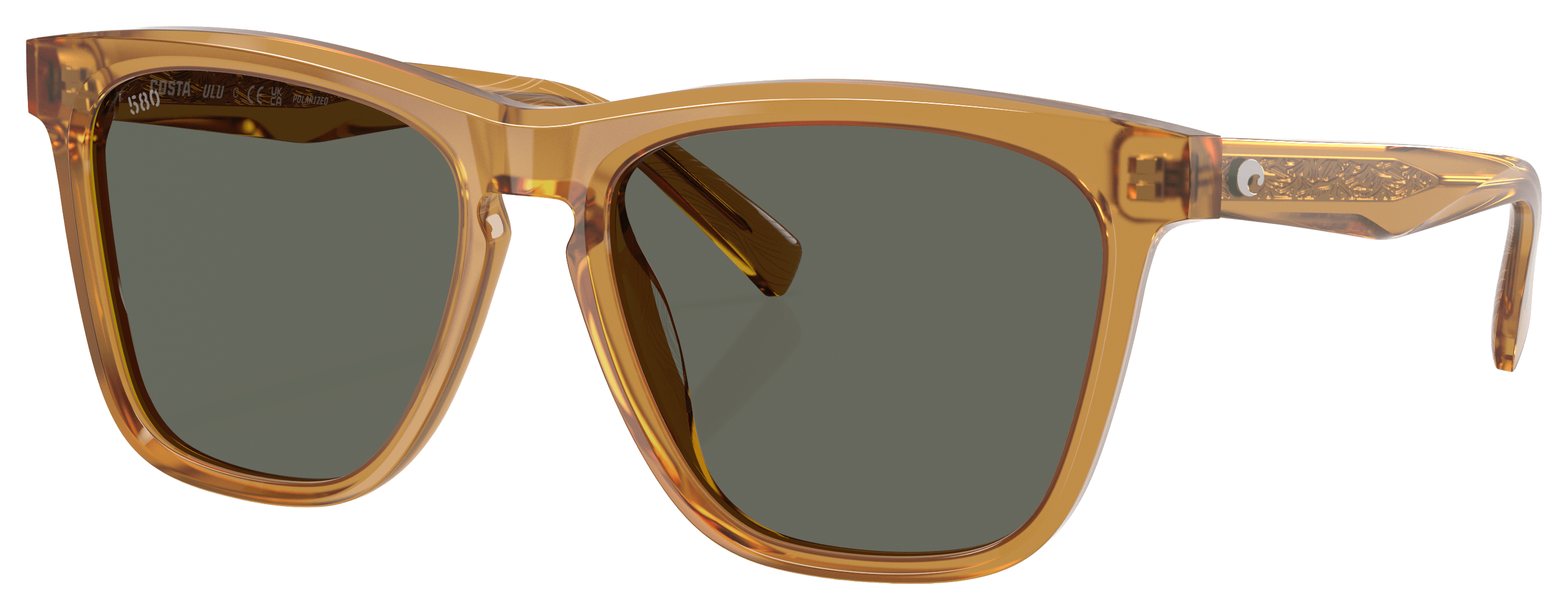Image of Costa Del Mar Ulu 580G Glass Polarized Sunglasses - Sun Ray/Gray - Large