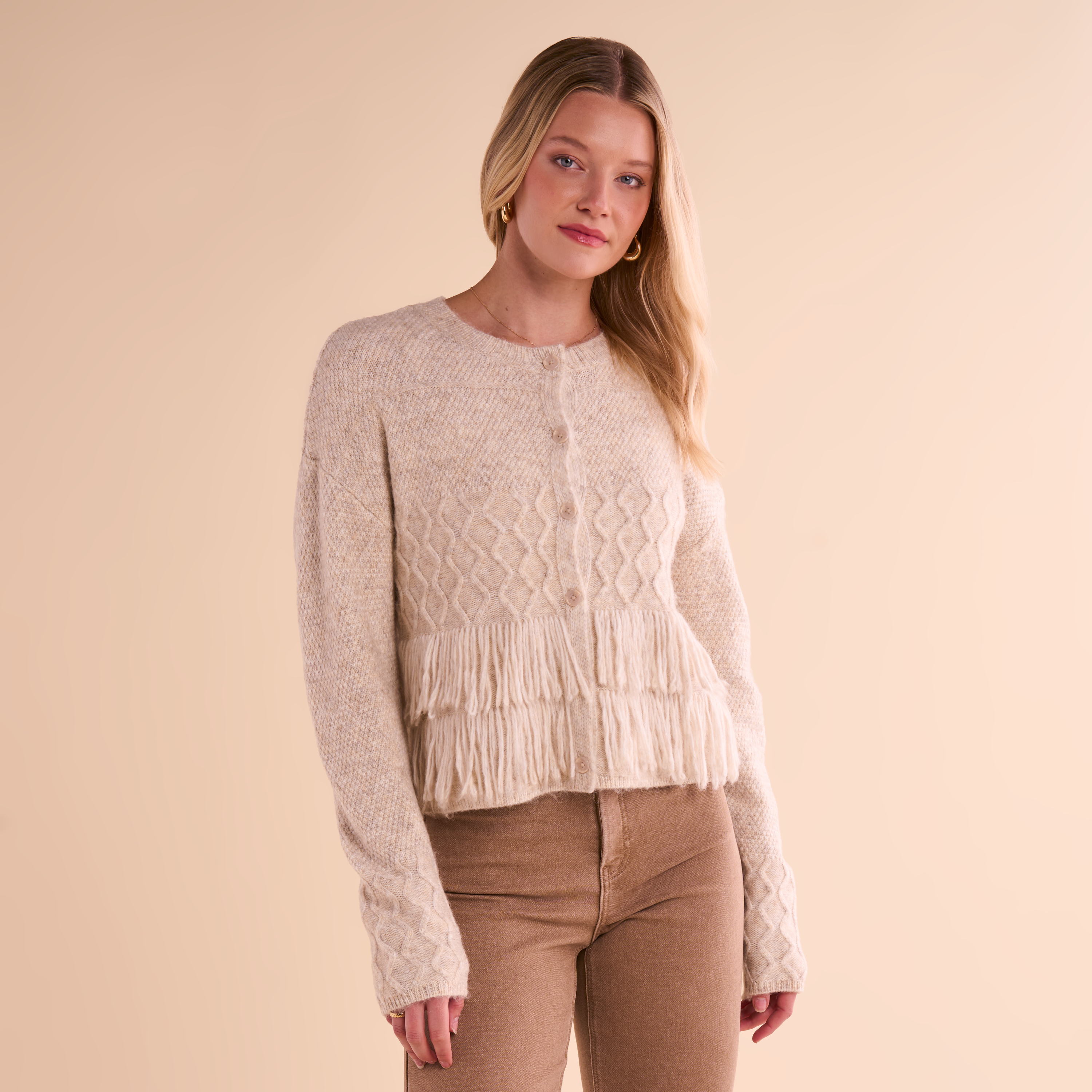 Image of Natural Reflections Fringe Cardigan