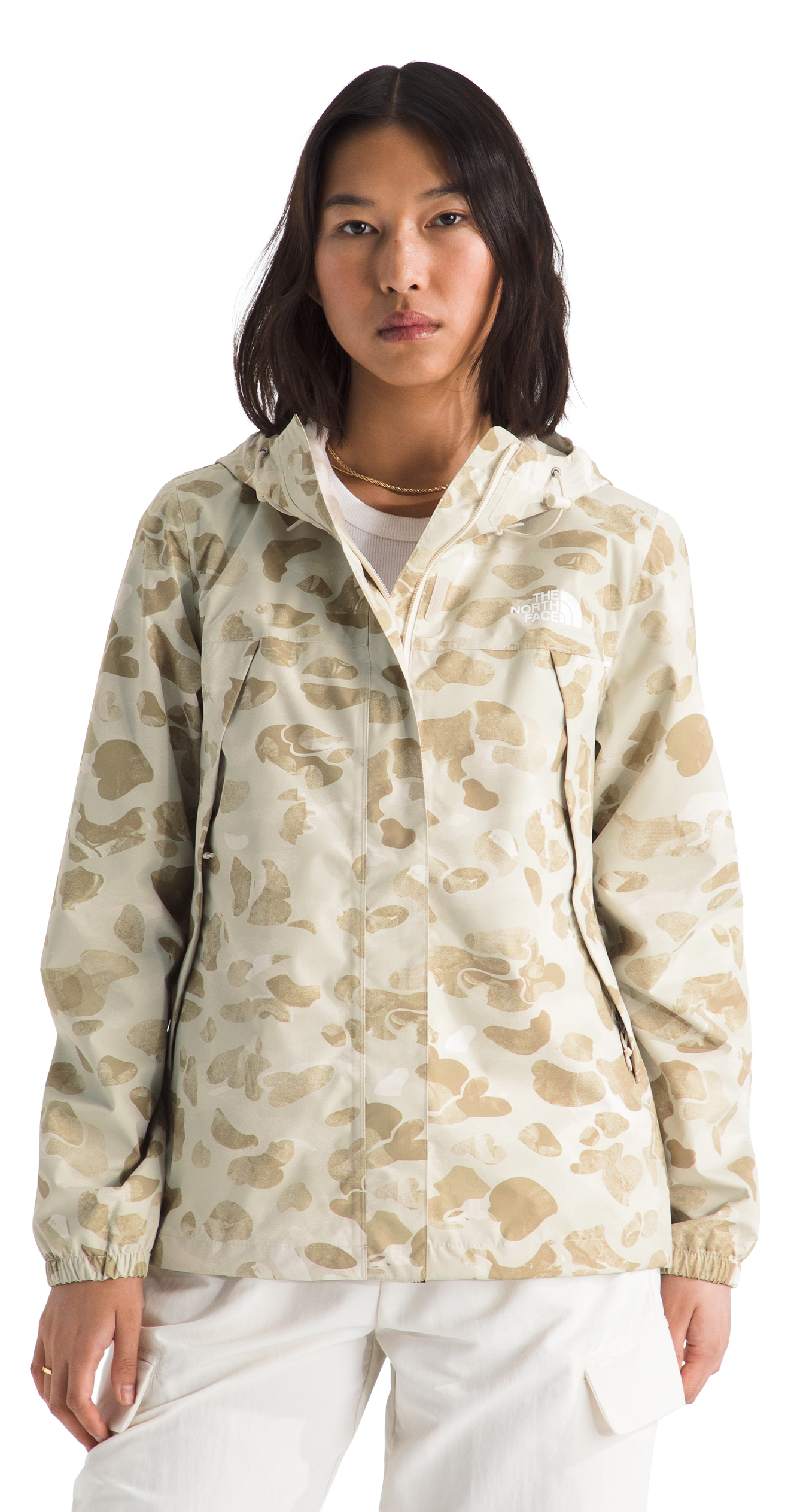 Image of The North Face Antora Regenerative Ink Print Rain Jacket - Pale Khaki Heritage Print
